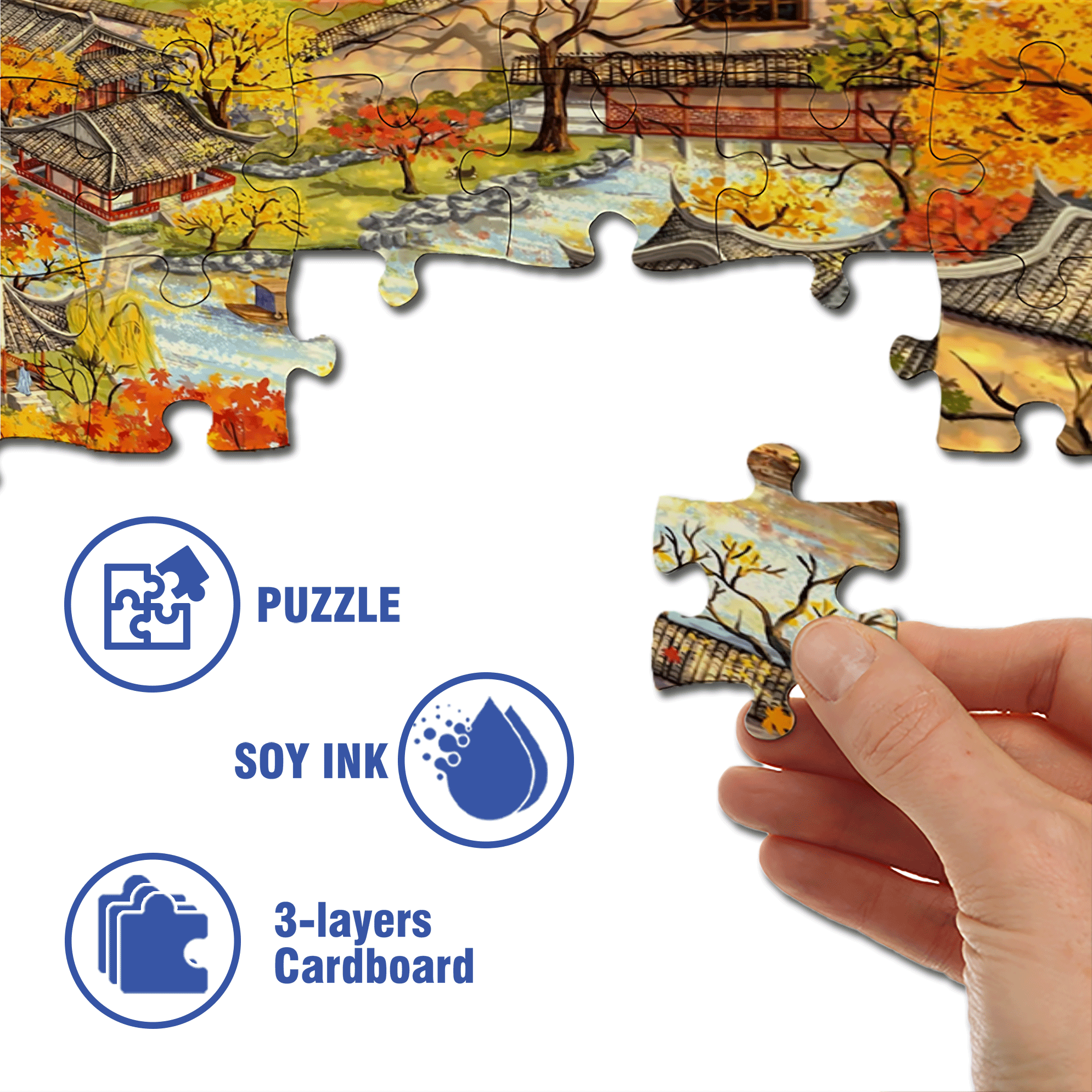 The Romance Of Chinese Gardens 500pcs/1000pcs Jigsaw Puzzle, Scratch-Resistant, Interactive Family Game & Brain-Boosting DIY Decor, Perfect for Halloween, Christmas & New Year Gifts, Family Puzzle Game
