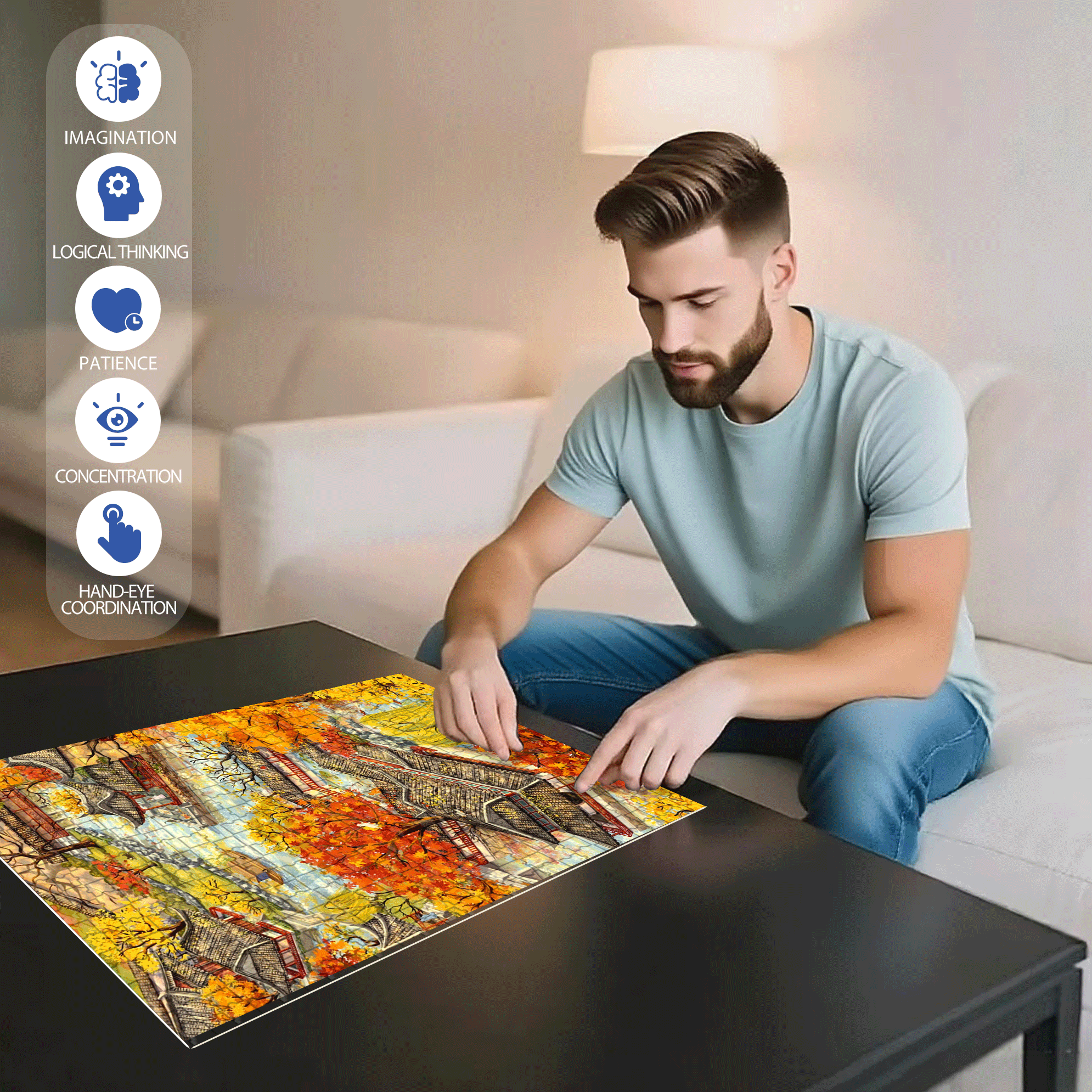 The Romance Of Chinese Gardens 500pcs/1000pcs Jigsaw Puzzle, Scratch-Resistant, Interactive Family Game & Brain-Boosting DIY Decor, Perfect for Halloween, Christmas & New Year Gifts, Family Puzzle Game