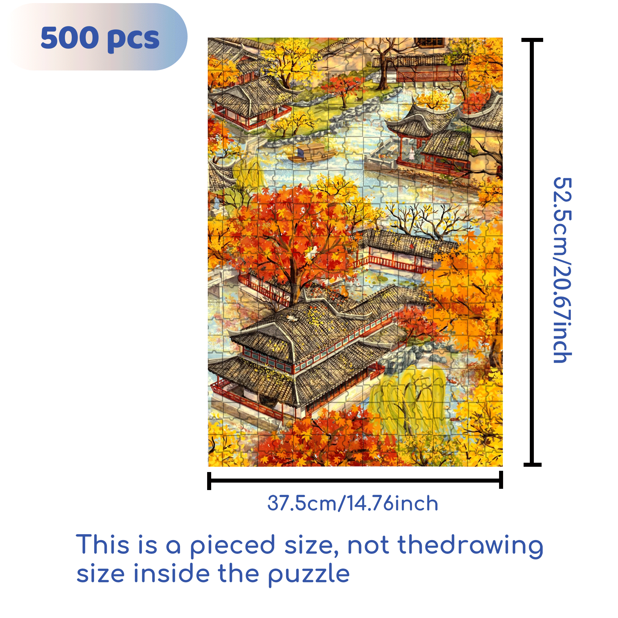 The Romance Of Chinese Gardens 500pcs/1000pcs Jigsaw Puzzle, Scratch-Resistant, Interactive Family Game & Brain-Boosting DIY Decor, Perfect for Halloween, Christmas & New Year Gifts, Family Puzzle Game
