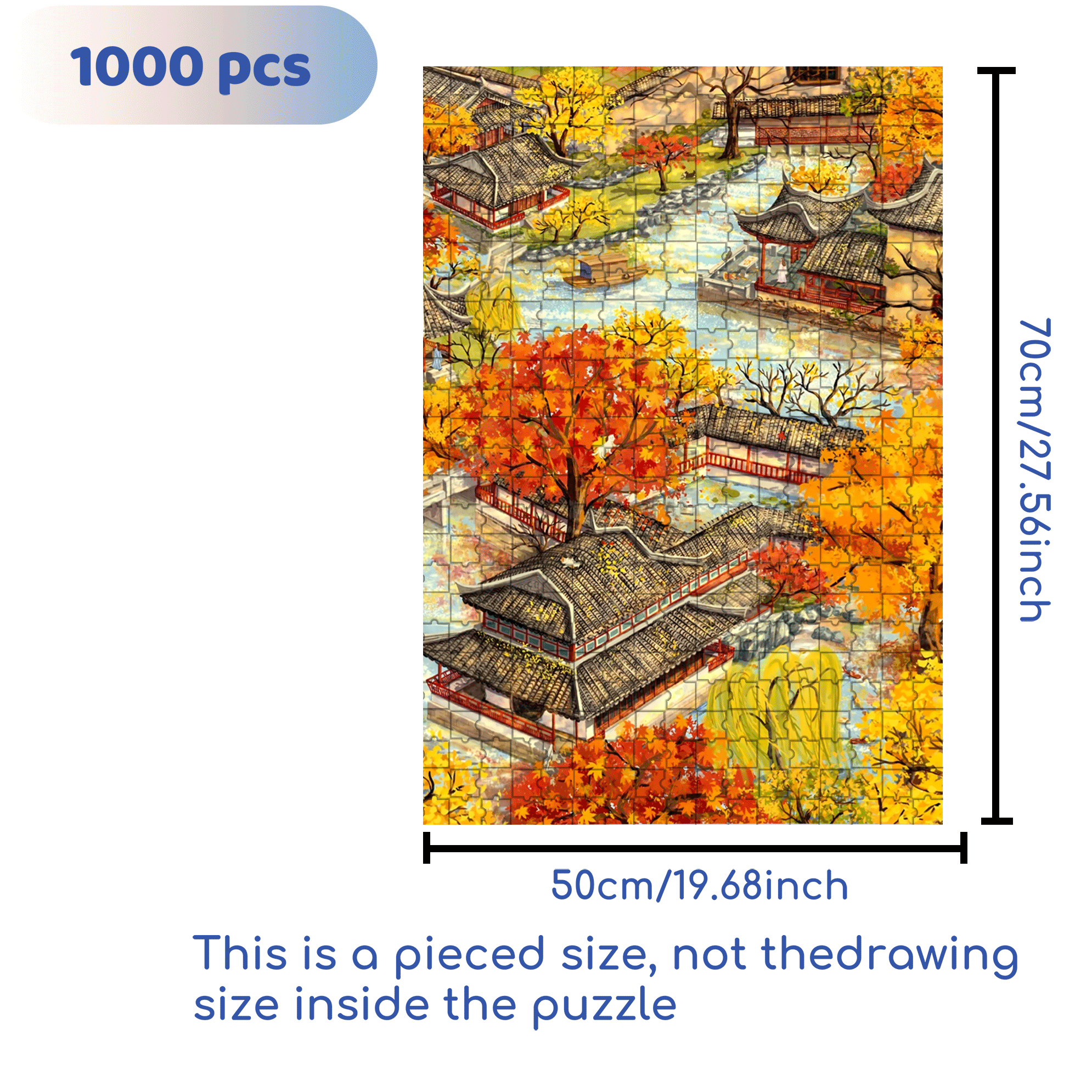 The Romance Of Chinese Gardens 500pcs/1000pcs Jigsaw Puzzle, Scratch-Resistant, Interactive Family Game & Brain-Boosting DIY Decor, Perfect for Halloween, Christmas & New Year Gifts, Family Puzzle Game
