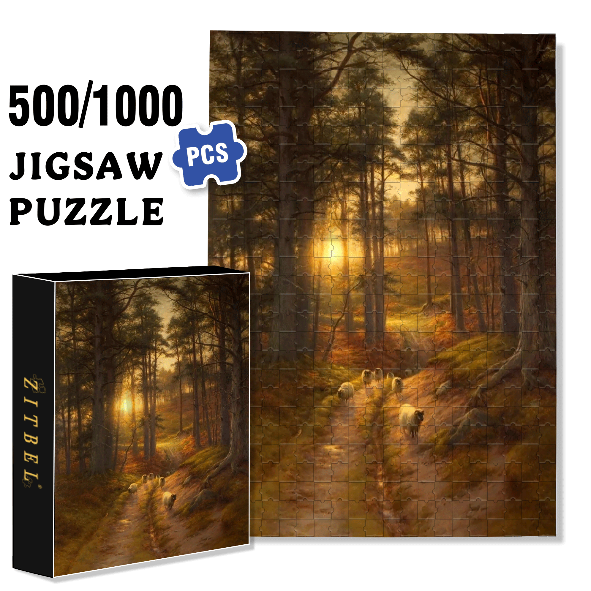 The Sun Sets Quickly In The West 500pcs/1000pcs Jigsaw Puzzle, Scratch-Resistant, Interactive Family Game & Brain-Boosting DIY Decor, Perfect for Halloween, Christmas & New Year Gifts, Family Puzzle Game