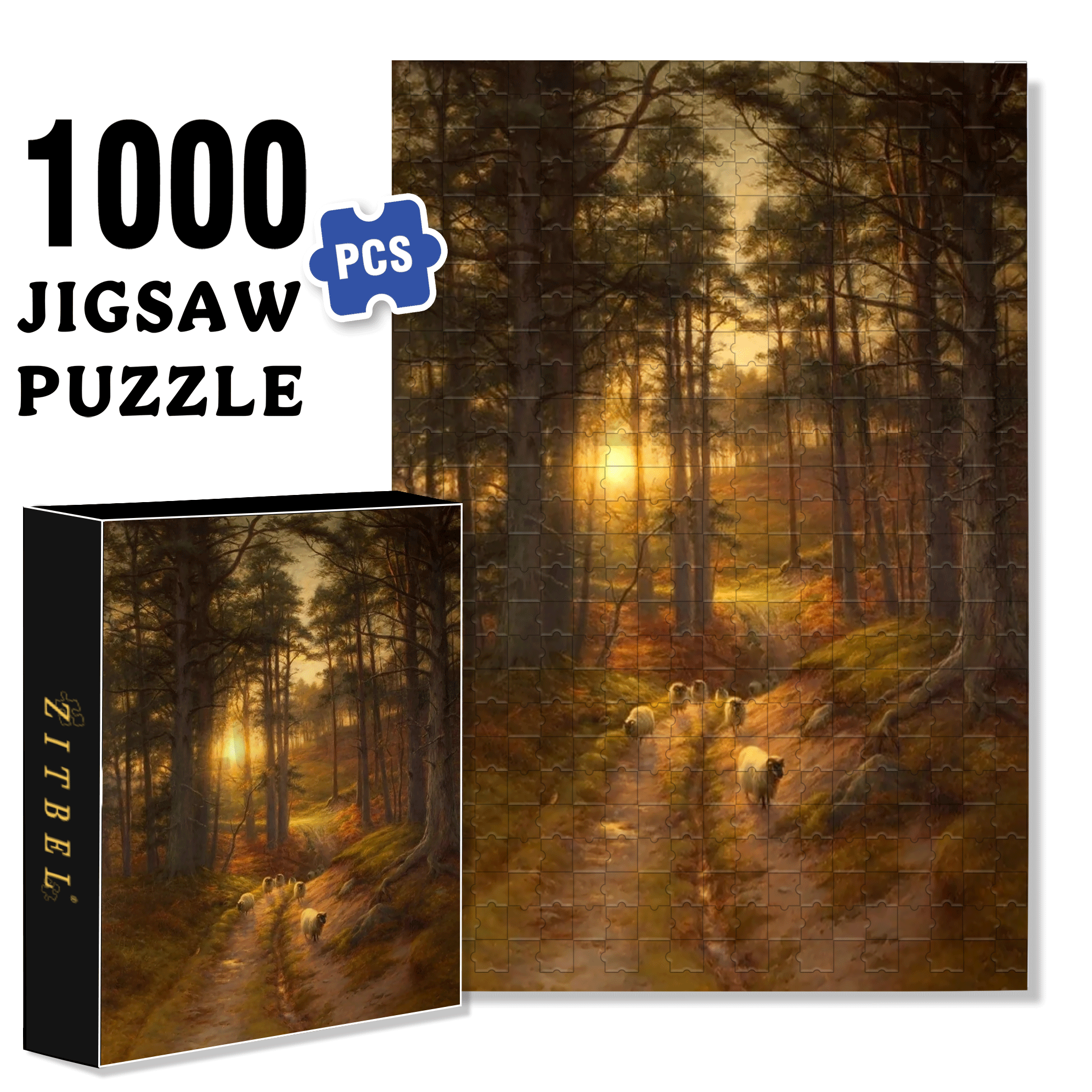 The Sun Sets Quickly In The West 500pcs/1000pcs Jigsaw Puzzle, Scratch-Resistant, Interactive Family Game & Brain-Boosting DIY Decor, Perfect for Halloween, Christmas & New Year Gifts, Family Puzzle Game