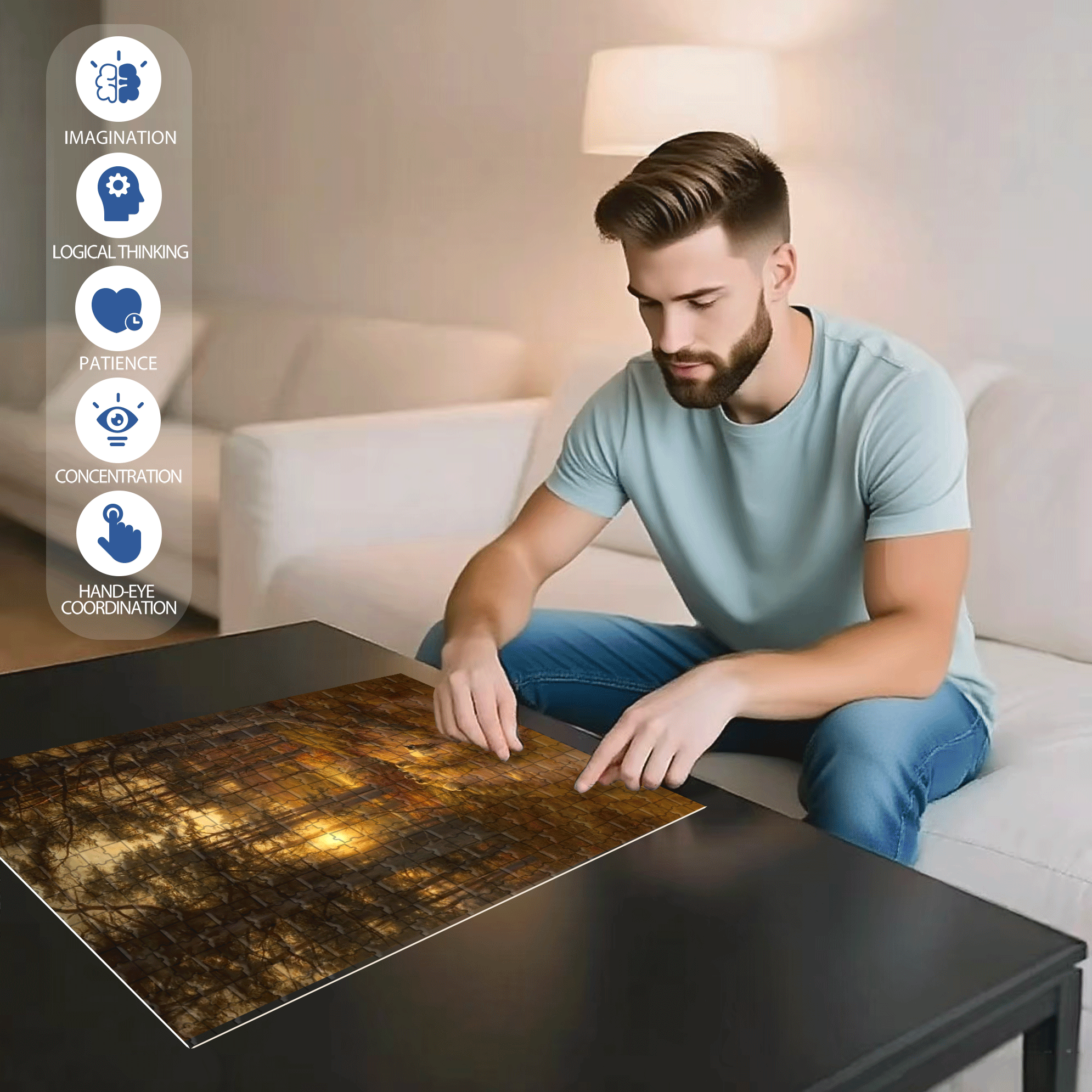 The Sun Sets Quickly In The West 500pcs/1000pcs Jigsaw Puzzle, Scratch-Resistant, Interactive Family Game & Brain-Boosting DIY Decor, Perfect for Halloween, Christmas & New Year Gifts, Family Puzzle Game