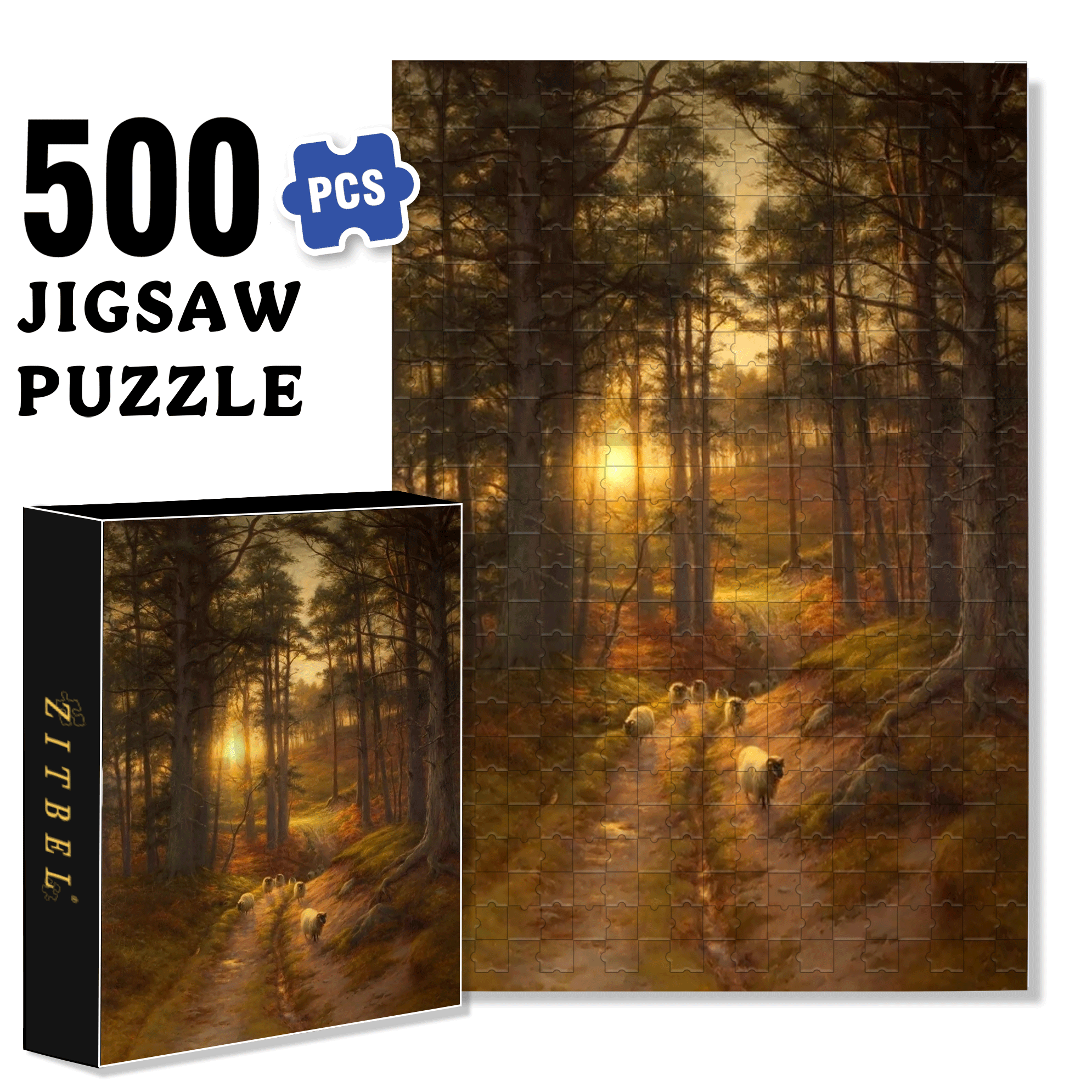 The Sun Sets Quickly In The West 500pcs/1000pcs Jigsaw Puzzle, Scratch-Resistant, Interactive Family Game & Brain-Boosting DIY Decor, Perfect for Halloween, Christmas & New Year Gifts, Family Puzzle Game