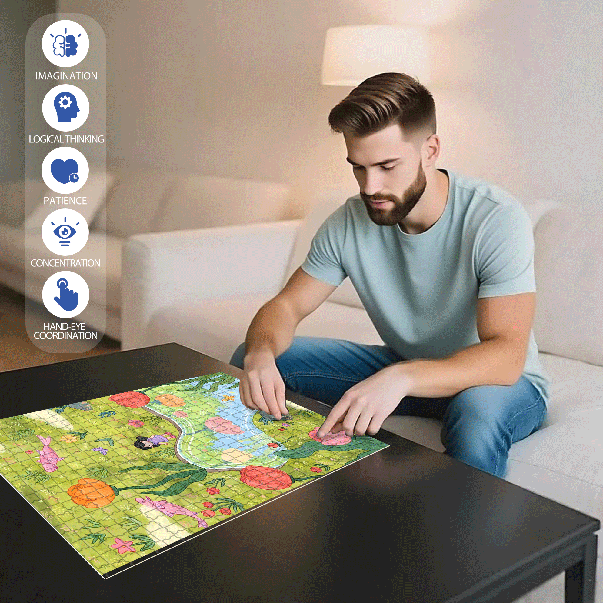 The World Of Reflections 500pcs/1000pcs Jigsaw Puzzle, Scratch-Resistant, Interactive Family Game & Brain-Boosting DIY Decor, Perfect for Halloween, Christmas & New Year Gifts, Family Puzzle Game