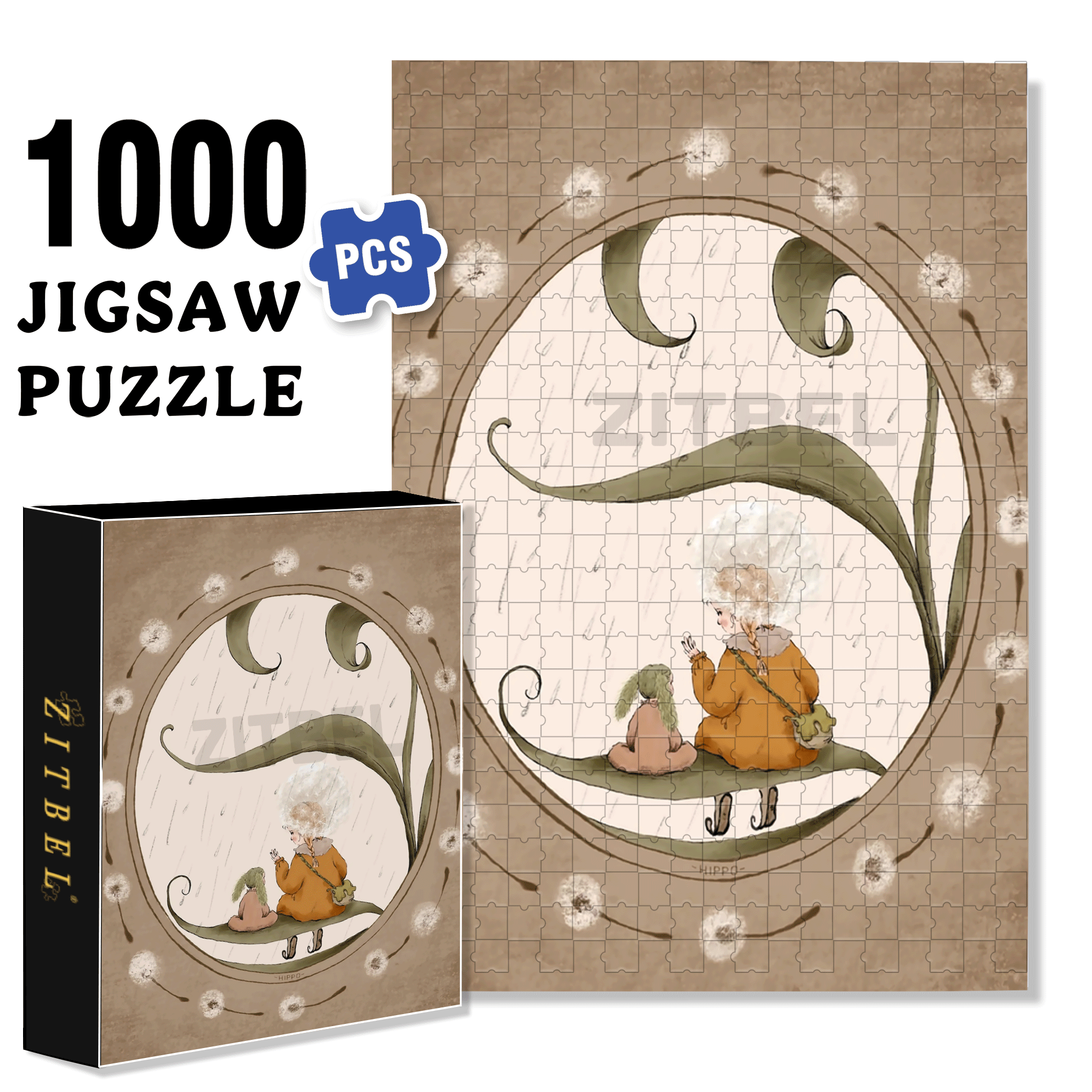 Time To Take Shelter From The Rain 500pcs/1000pcs Jigsaw Puzzle, Scratch-Resistant, Interactive Family Game & Brain-Boosting DIY Decor, Perfect for Halloween, Christmas & New Year Gifts, Family Puzzle Game