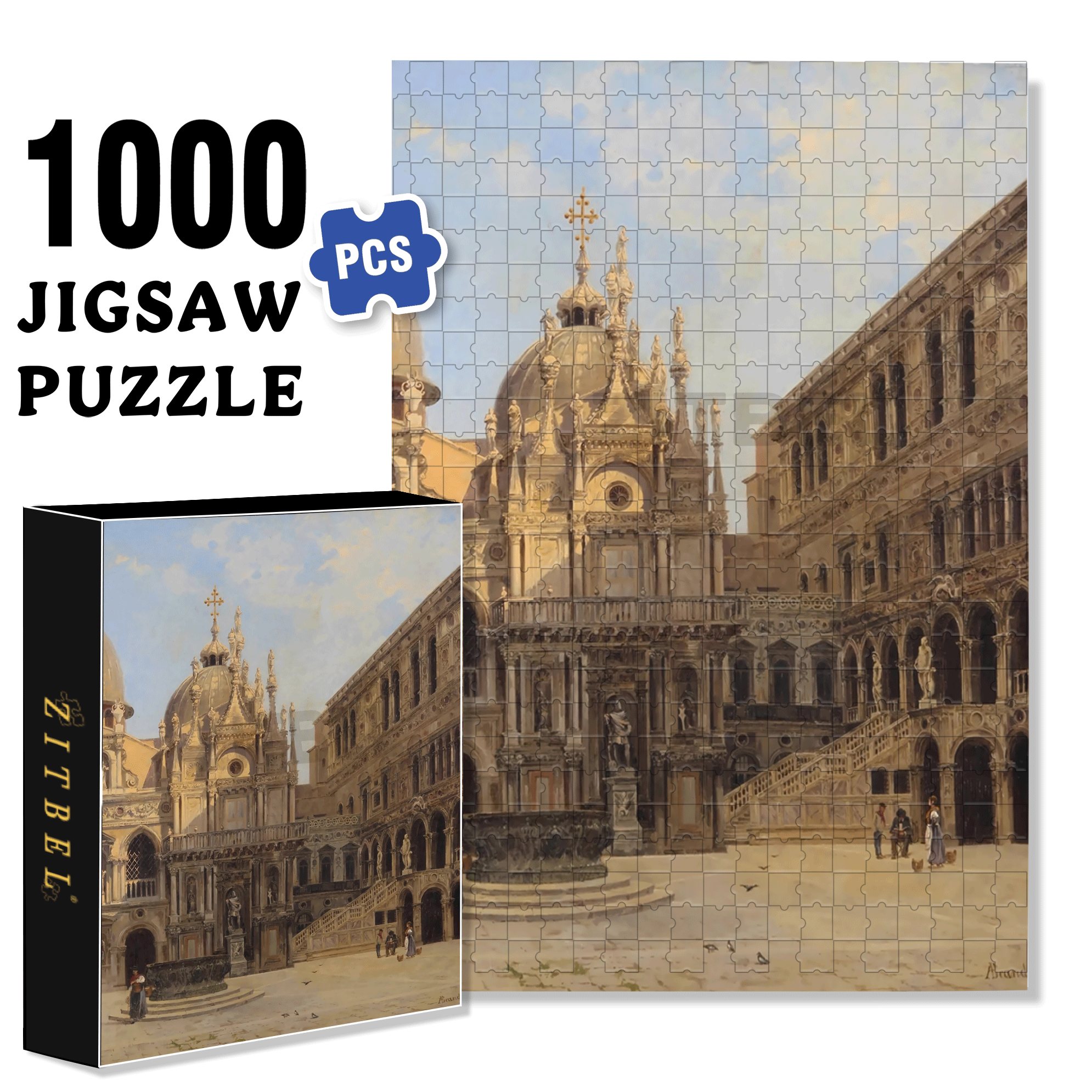 Venice Collection 2 500pcs/1000pcs Jigsaw Puzzle, Scratch-Resistant, Interactive Family Game & Brain-Boosting DIY Decor, Perfect for Halloween, Christmas & New Year Gifts, Family Puzzle Game