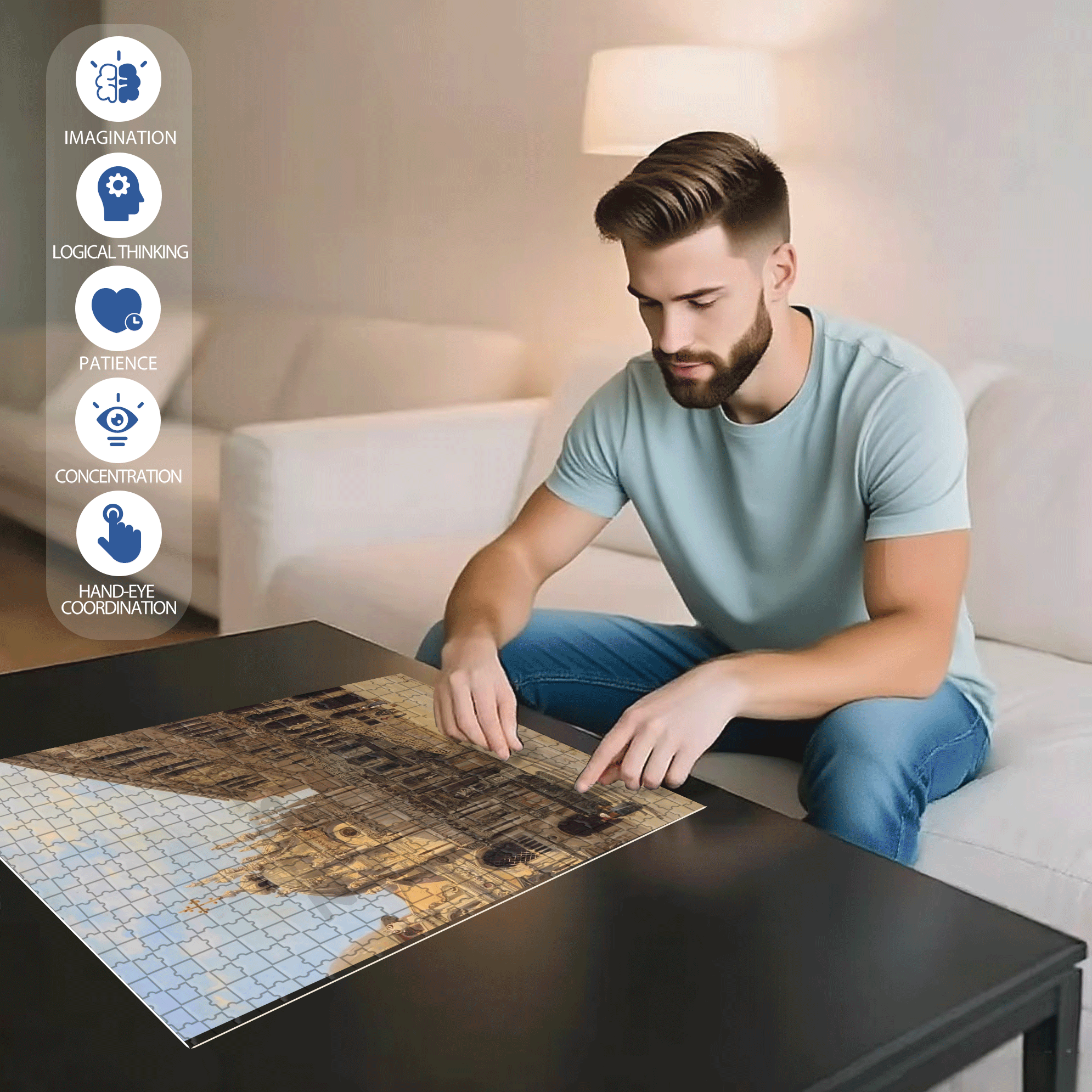 Venice Collection 2 500pcs/1000pcs Jigsaw Puzzle, Scratch-Resistant, Interactive Family Game & Brain-Boosting DIY Decor, Perfect for Halloween, Christmas & New Year Gifts, Family Puzzle Game