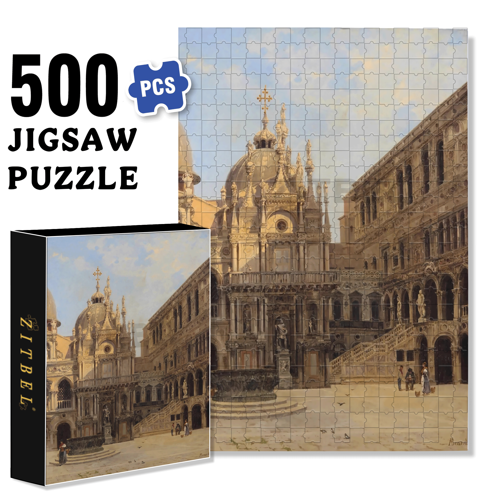 Venice Collection 2 500pcs/1000pcs Jigsaw Puzzle, Scratch-Resistant, Interactive Family Game & Brain-Boosting DIY Decor, Perfect for Halloween, Christmas & New Year Gifts, Family Puzzle Game