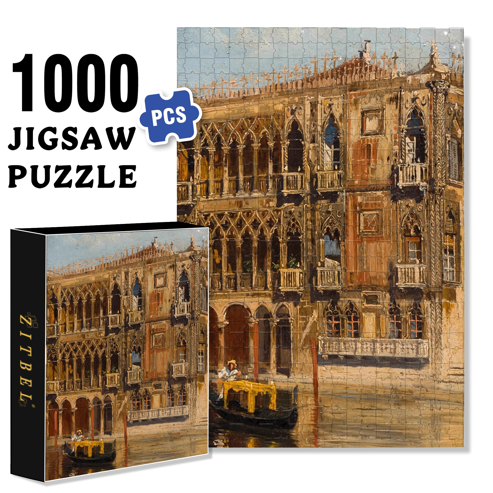Venice Collection 3 500pcs/1000pcs Jigsaw Puzzle, Scratch-Resistant, Interactive Family Game & Brain-Boosting DIY Decor, Perfect for Halloween, Christmas & New Year Gifts, Family Puzzle Game