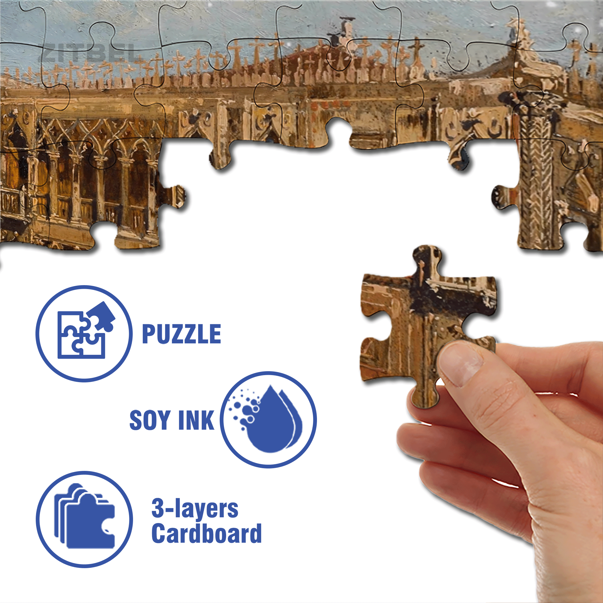 Venice Collection 3 500pcs/1000pcs Jigsaw Puzzle, Scratch-Resistant, Interactive Family Game & Brain-Boosting DIY Decor, Perfect for Halloween, Christmas & New Year Gifts, Family Puzzle Game