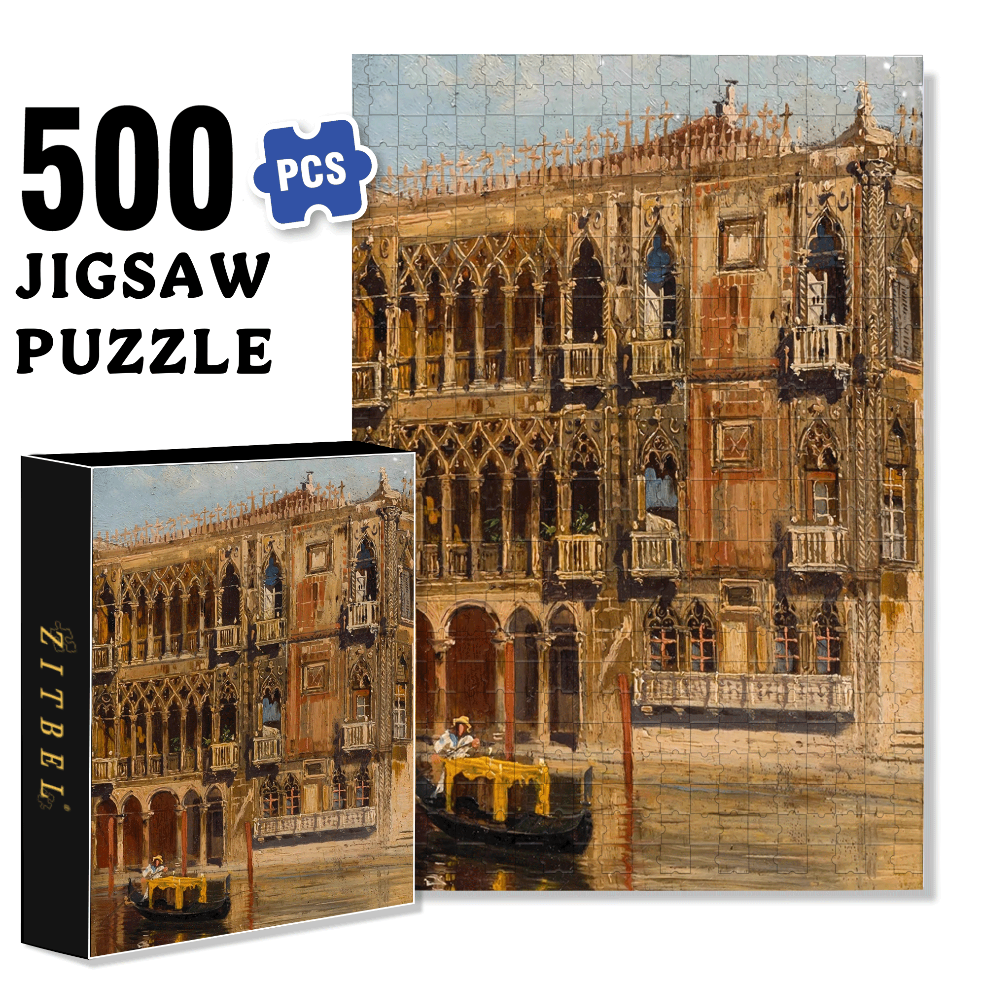 Venice Collection 3 500pcs/1000pcs Jigsaw Puzzle, Scratch-Resistant, Interactive Family Game & Brain-Boosting DIY Decor, Perfect for Halloween, Christmas & New Year Gifts, Family Puzzle Game