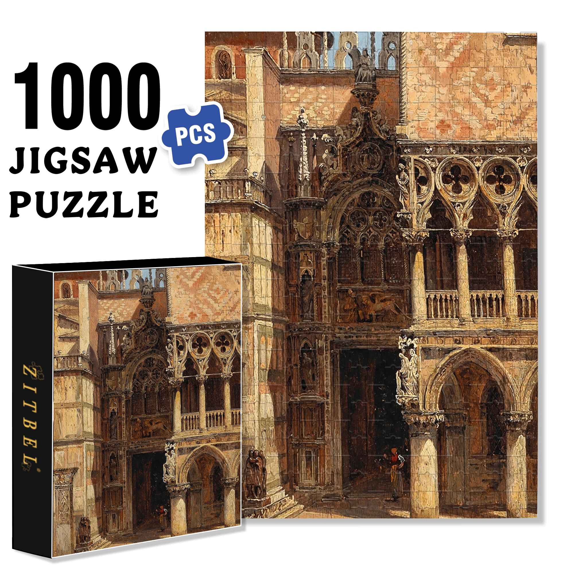 Venice Collection 4 500pcs/1000pcs Jigsaw Puzzle, Scratch-Resistant, Interactive Family Game & Brain-Boosting DIY Decor, Perfect for Halloween, Christmas & New Year Gifts, Family Puzzle Game