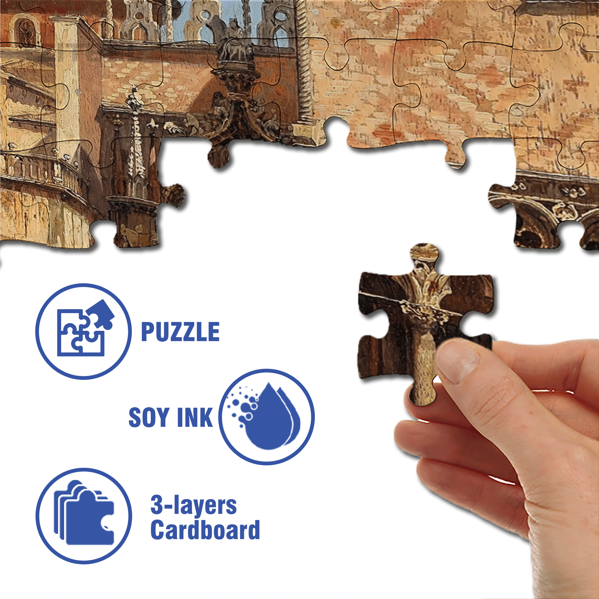 Venice Collection 4 500pcs/1000pcs Jigsaw Puzzle, Scratch-Resistant, Interactive Family Game & Brain-Boosting DIY Decor, Perfect for Halloween, Christmas & New Year Gifts, Family Puzzle Game