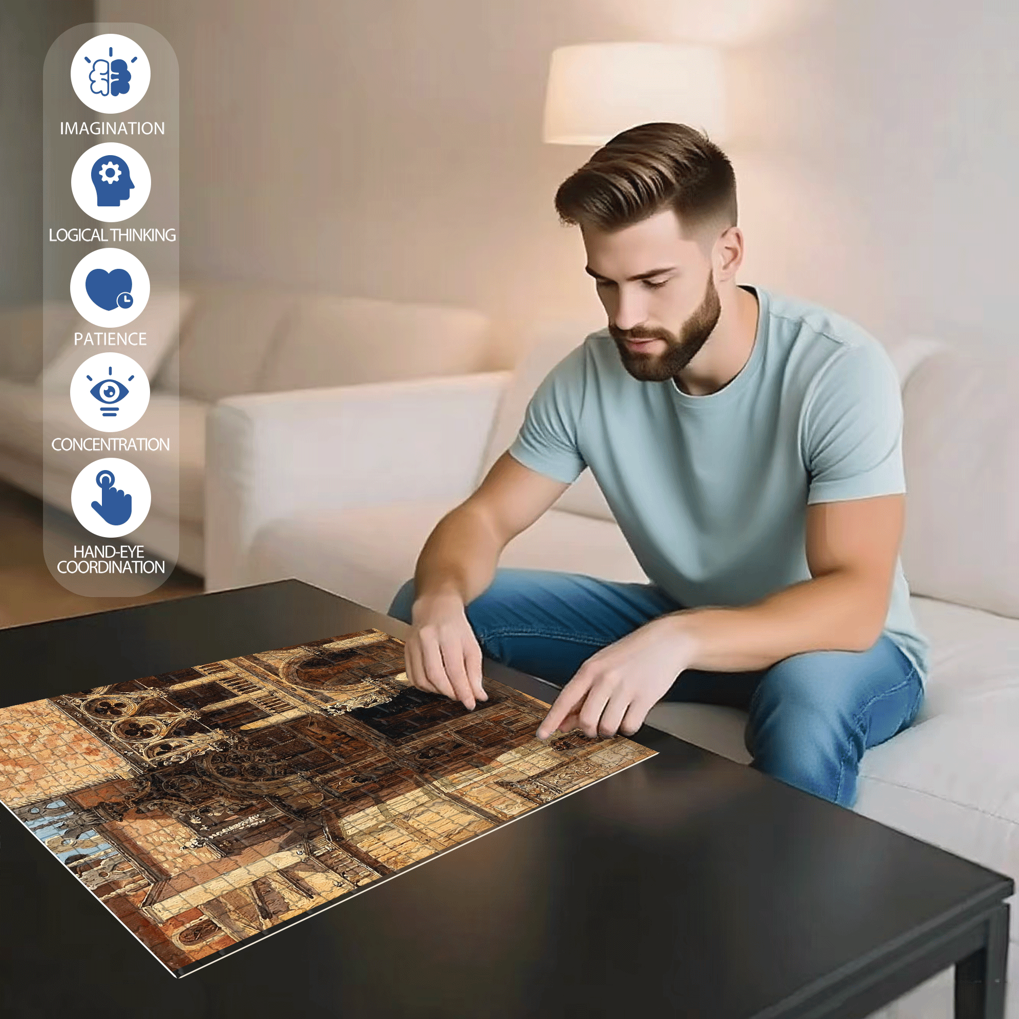 Venice Collection 4 500pcs/1000pcs Jigsaw Puzzle, Scratch-Resistant, Interactive Family Game & Brain-Boosting DIY Decor, Perfect for Halloween, Christmas & New Year Gifts, Family Puzzle Game