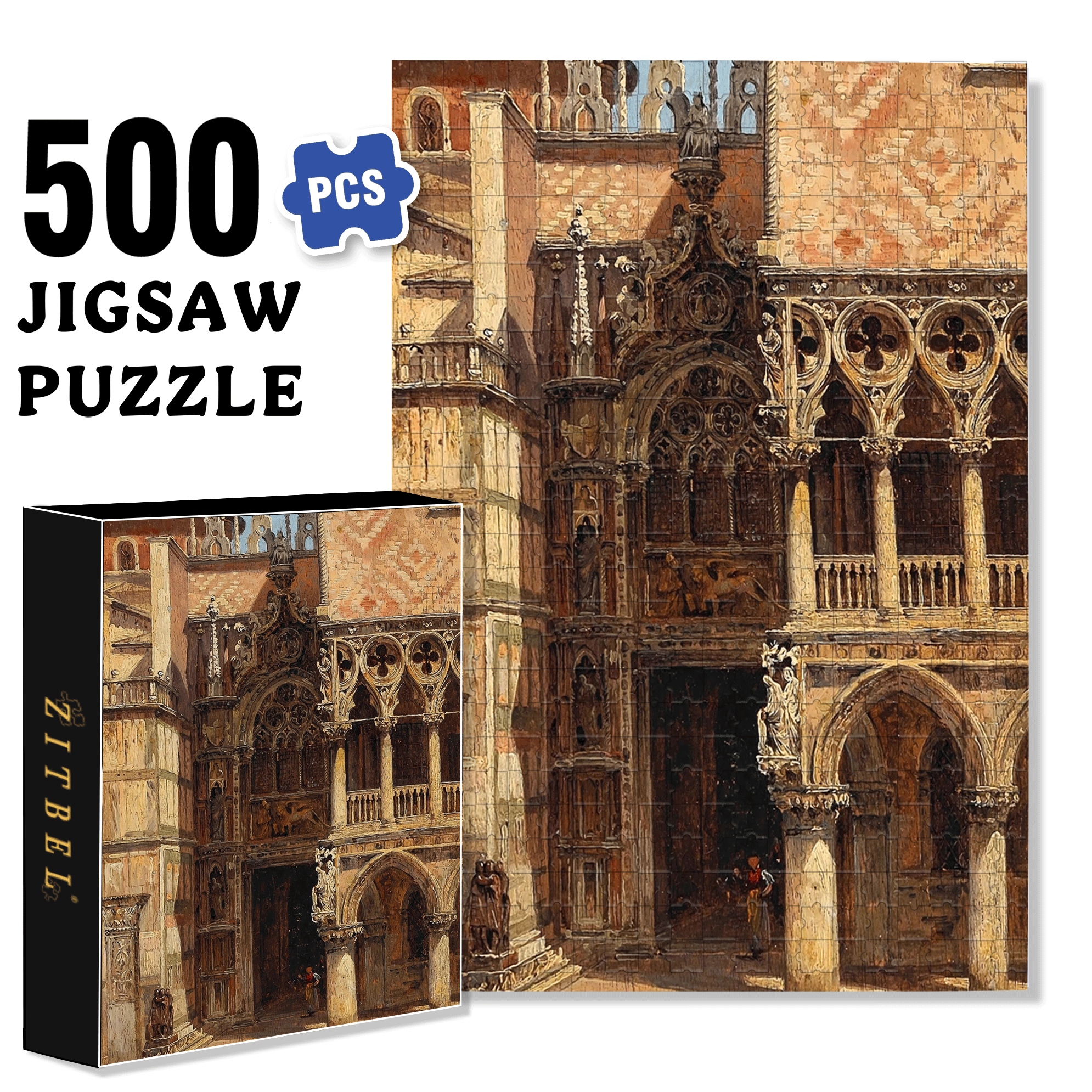 Venice Collection 4 500pcs/1000pcs Jigsaw Puzzle, Scratch-Resistant, Interactive Family Game & Brain-Boosting DIY Decor, Perfect for Halloween, Christmas & New Year Gifts, Family Puzzle Game