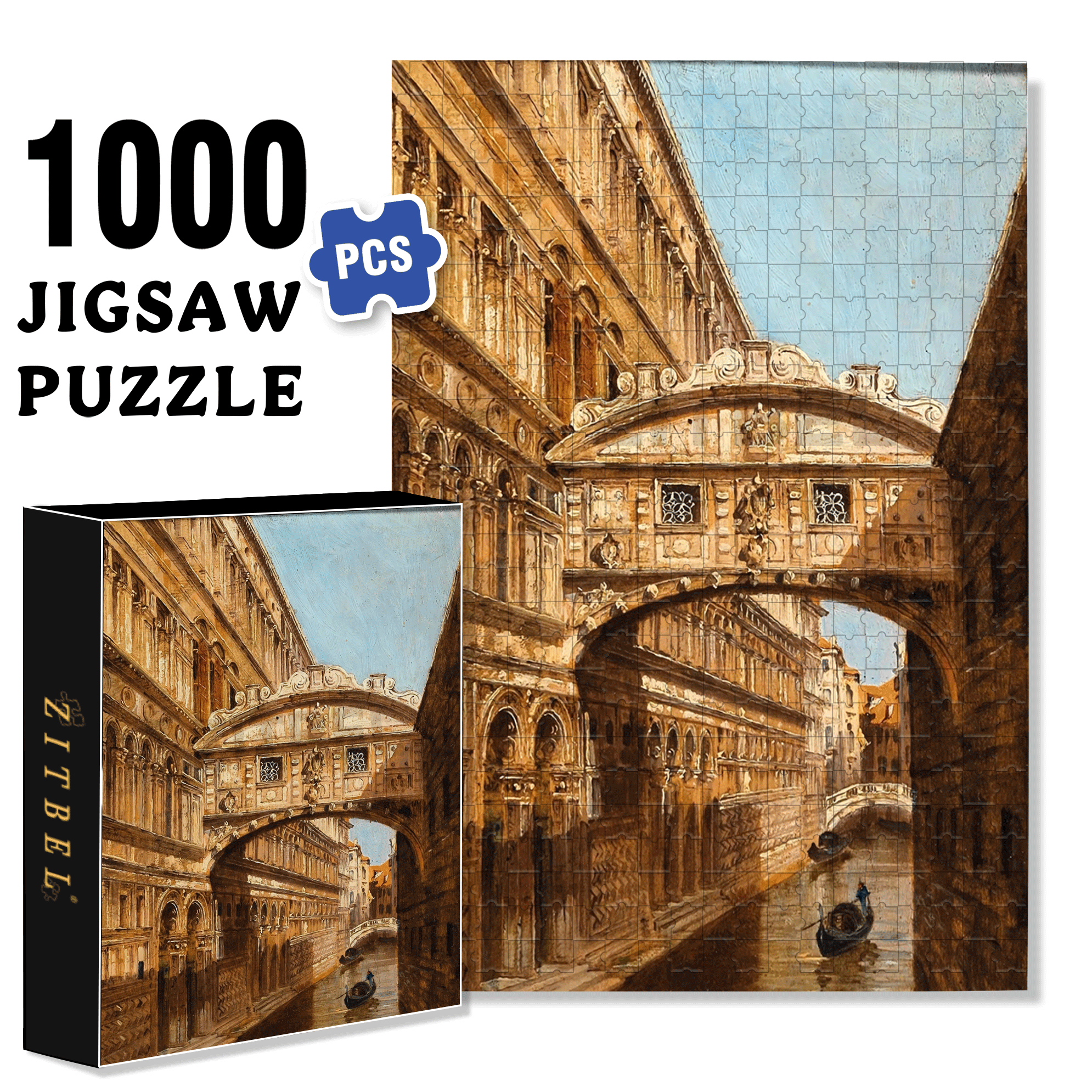 Venice Collection 500pcs/1000pcs Jigsaw Puzzle, Scratch-Resistant, Interactive Family Game & Brain-Boosting DIY Decor, Perfect for Halloween, Christmas & New Year Gifts, Family Puzzle Game