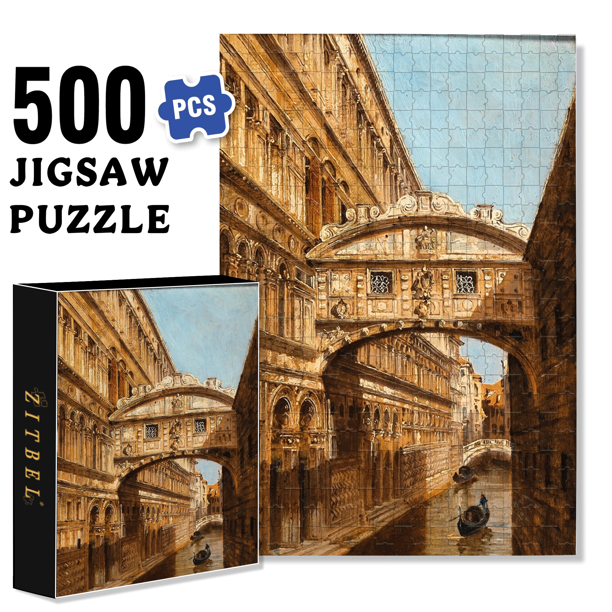 Venice Collection 500pcs/1000pcs Jigsaw Puzzle, Scratch-Resistant, Interactive Family Game & Brain-Boosting DIY Decor, Perfect for Halloween, Christmas & New Year Gifts, Family Puzzle Game