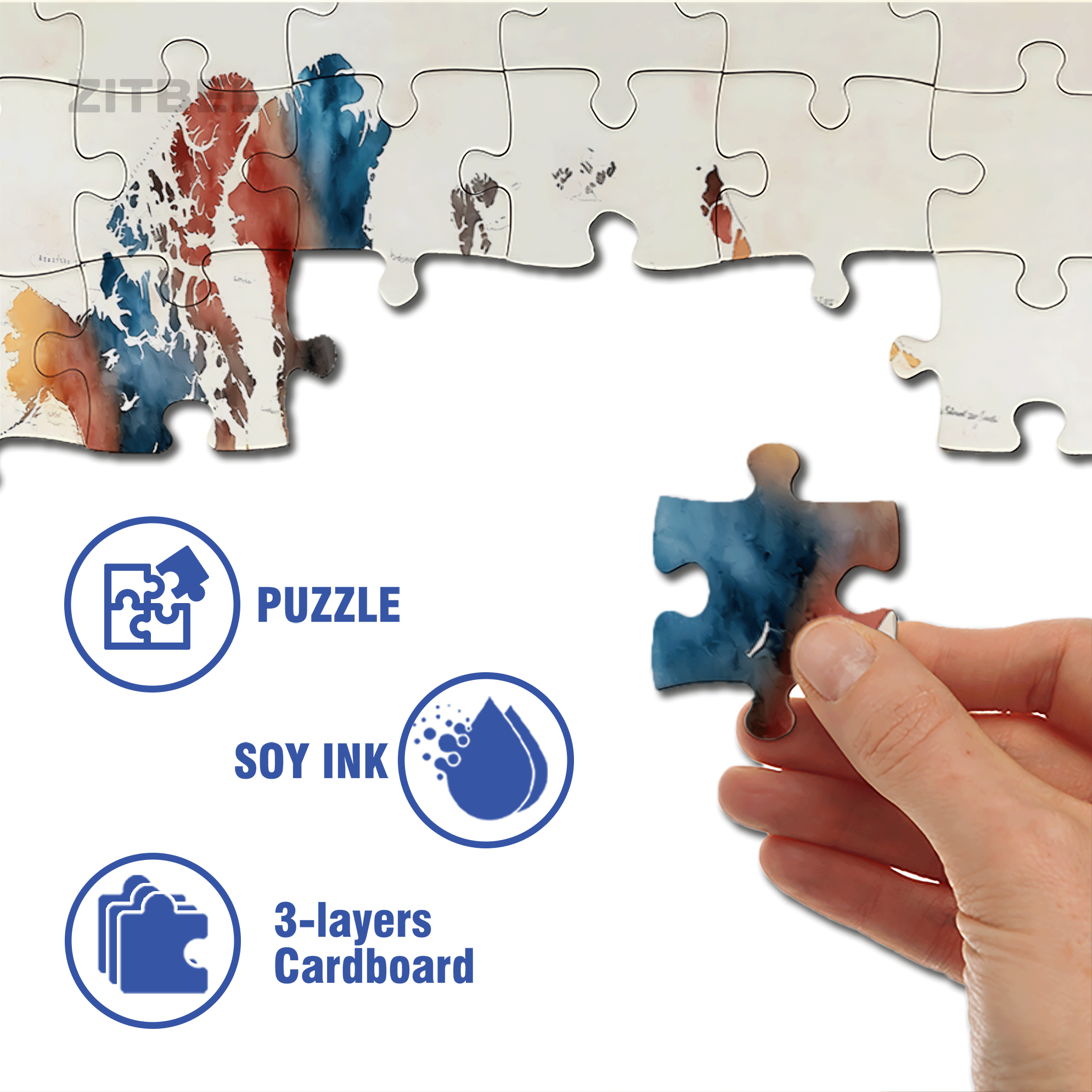 Vibrant World Map 500pcs/1000pcs Jigsaw Puzzle, Scratch-Resistant, Interactive Family Game & Brain-Boosting DIY Decor, Perfect for Halloween, Christmas & New Year Gifts, Family Puzzle Game