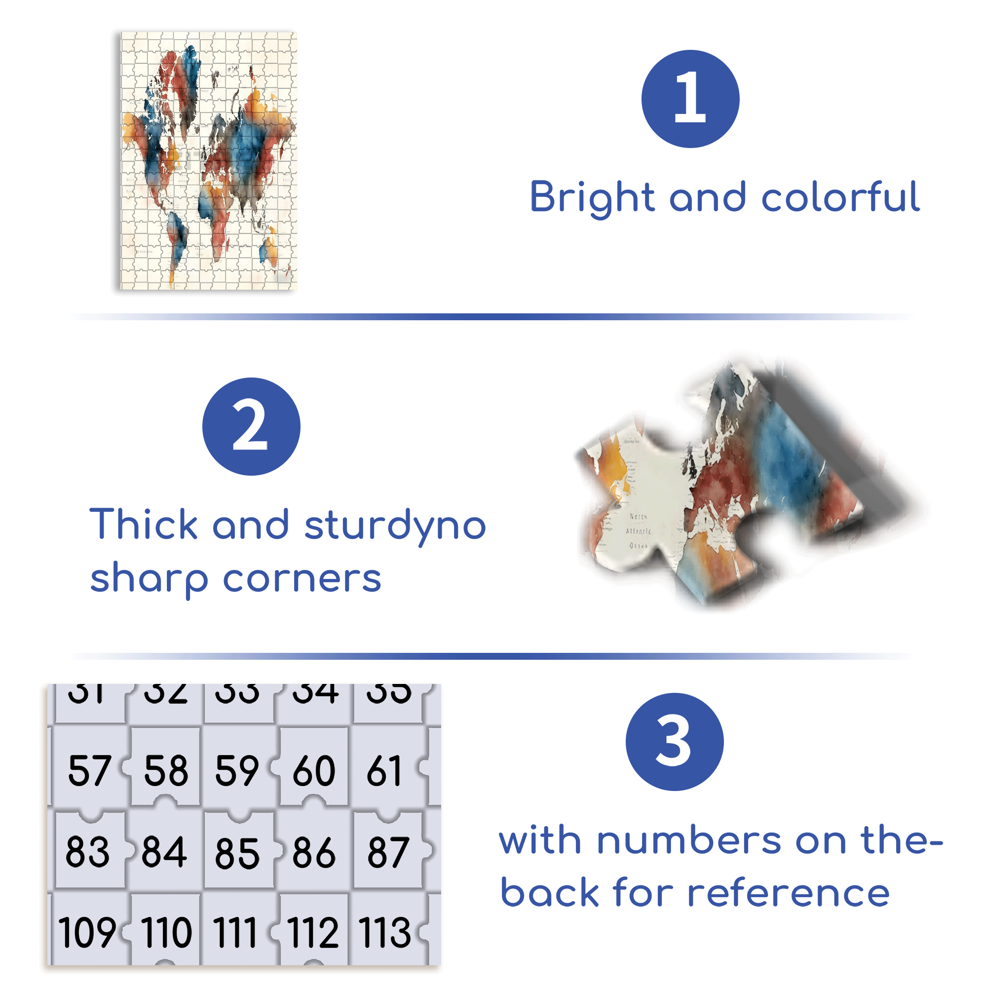 Vibrant World Map 500pcs/1000pcs Jigsaw Puzzle, Scratch-Resistant, Interactive Family Game & Brain-Boosting DIY Decor, Perfect for Halloween, Christmas & New Year Gifts, Family Puzzle Game