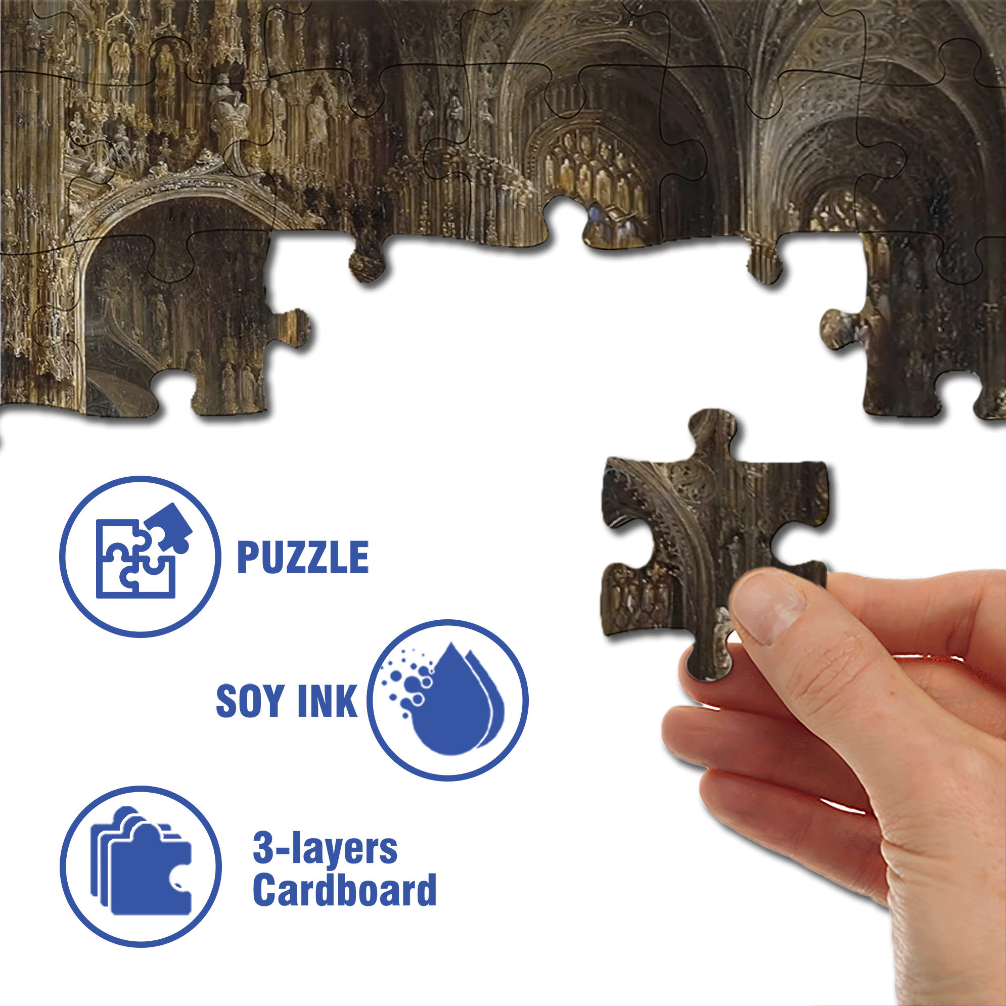 View Of The Interior Of A Cathedral 500pcs/1000pcs Jigsaw Puzzle, Scratch-Resistant, Interactive Family Game & Brain-Boosting DIY Decor, Perfect for Halloween, Christmas & New Year Gifts, Family Puzzle Game