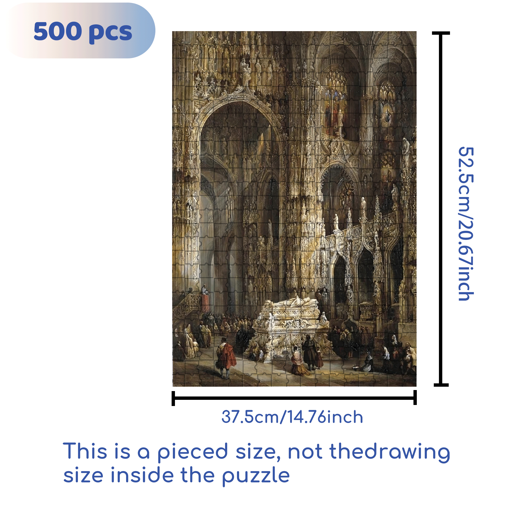 View Of The Interior Of A Cathedral 500pcs/1000pcs Jigsaw Puzzle, Scratch-Resistant, Interactive Family Game & Brain-Boosting DIY Decor, Perfect for Halloween, Christmas & New Year Gifts, Family Puzzle Game