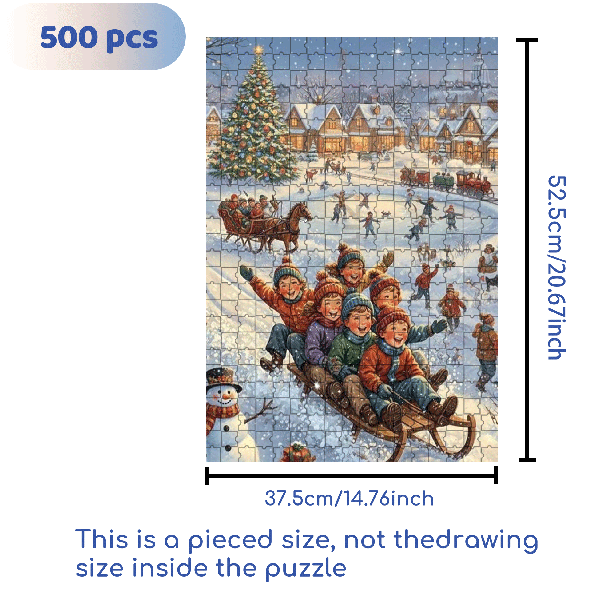 Vintage Snowy Village Christmas Scene Puzzle 500pcs/1000pcs Jigsaw Puzzle, Scratch-Resistant, Interactive Family Game & Brain-Boosting DIY Decor, Perfect for Halloween, Christmas & New Year Gifts, Family Puzzle Game