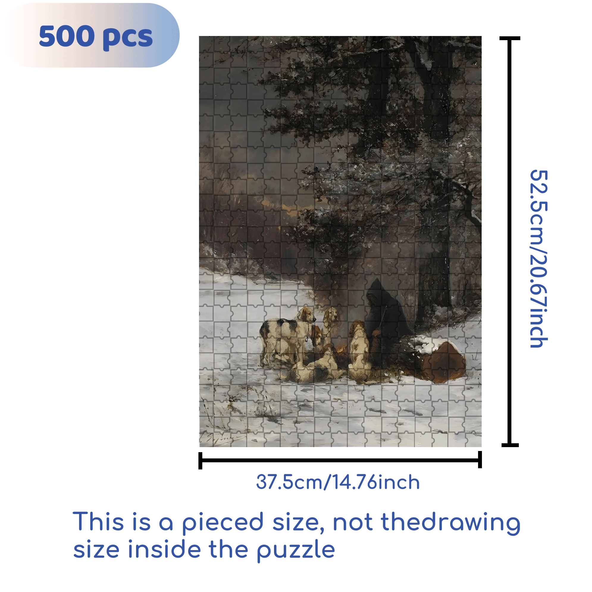 Warm Rest During Hunting 500pcs/1000pcs Jigsaw Puzzle, Scratch-Resistant, Interactive Family Game & Brain-Boosting DIY Decor, Perfect for Halloween, Christmas & New Year Gifts, Family Puzzle Game