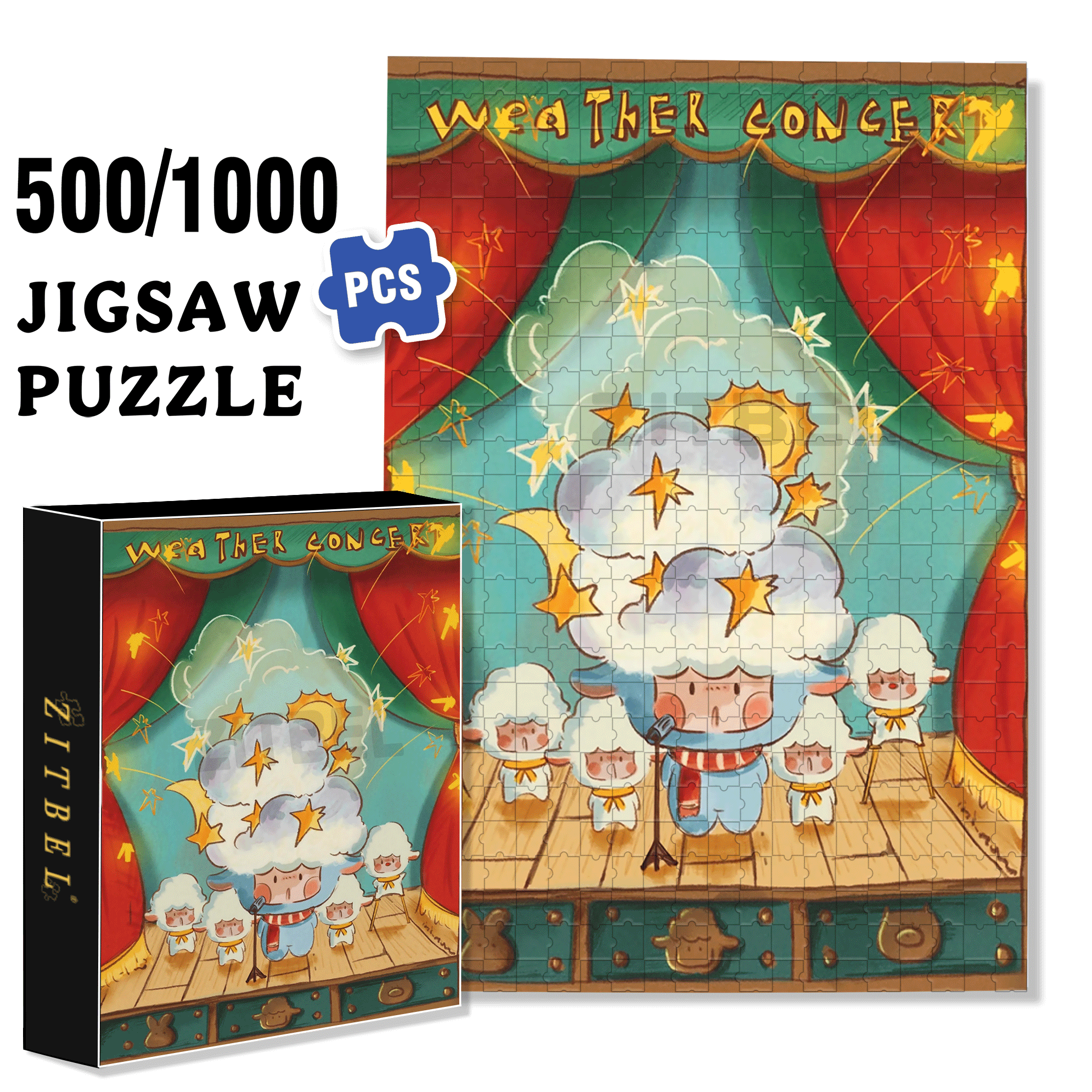 Weather Concert 500pcs/1000pcs Jigsaw Puzzle, Scratch-Resistant, Interactive Family Game & Brain-Boosting DIY Decor, Perfect for Halloween, Christmas & New Year Gifts, Family Puzzle Game