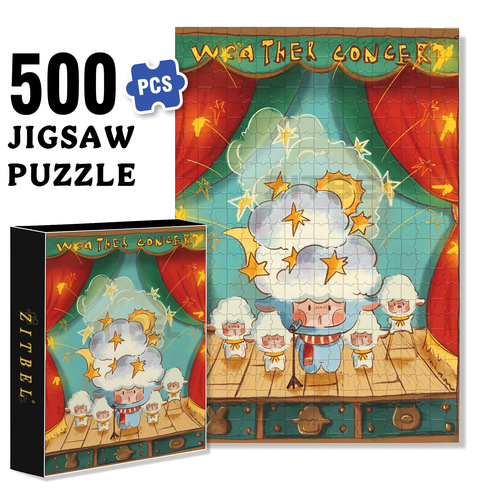 Weather Concert 500pcs/1000pcs Jigsaw Puzzle, Scratch-Resistant, Interactive Family Game & Brain-Boosting DIY Decor, Perfect for Halloween, Christmas & New Year Gifts, Family Puzzle Game
