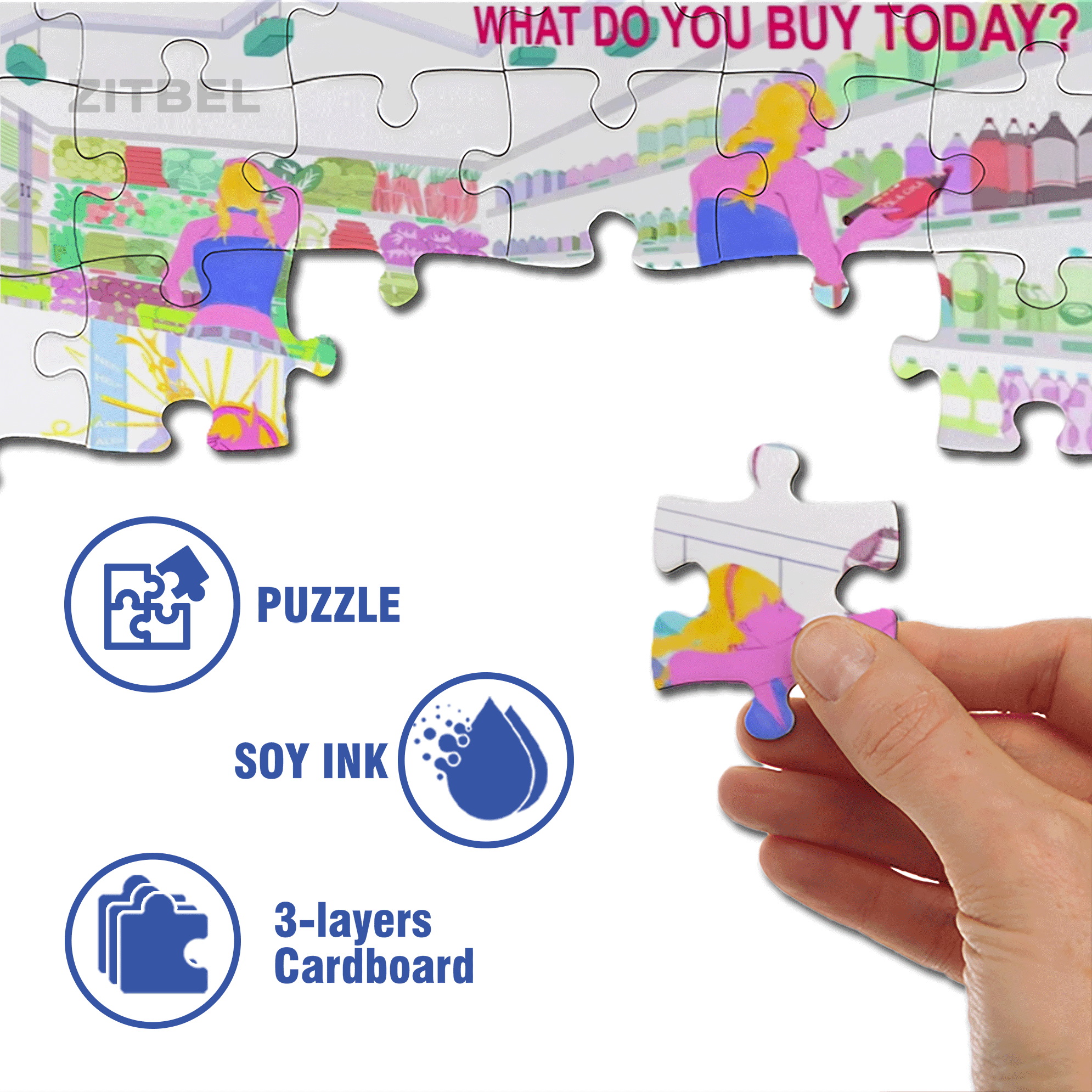 What Do You Buy Today 500pcs/1000pcs Jigsaw Puzzle, Scratch-Resistant, Interactive Family Game & Brain-Boosting DIY Decor, Perfect for Halloween, Christmas & New Year Gifts, Family Puzzle Game