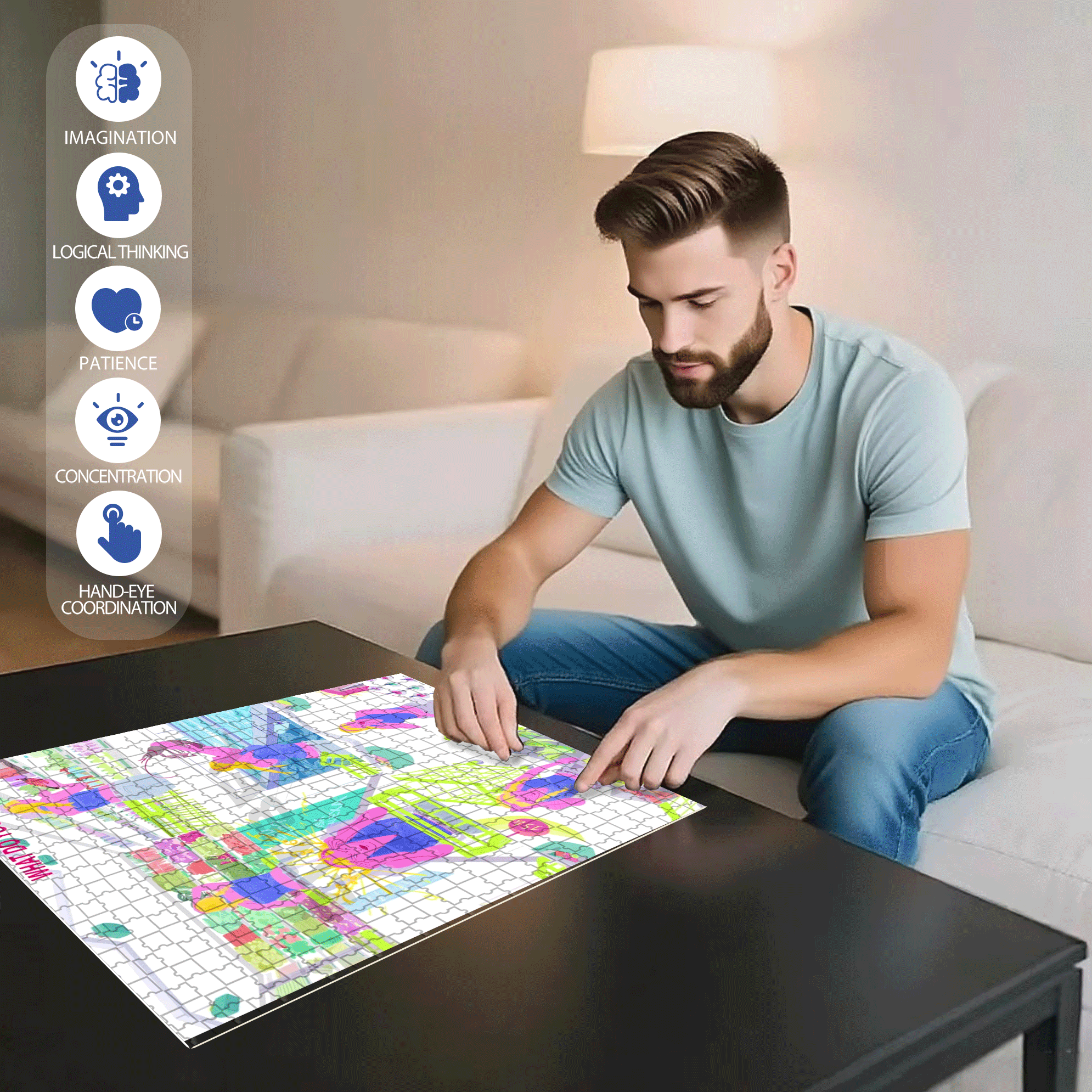 What Do You Buy Today 500pcs/1000pcs Jigsaw Puzzle, Scratch-Resistant, Interactive Family Game & Brain-Boosting DIY Decor, Perfect for Halloween, Christmas & New Year Gifts, Family Puzzle Game
