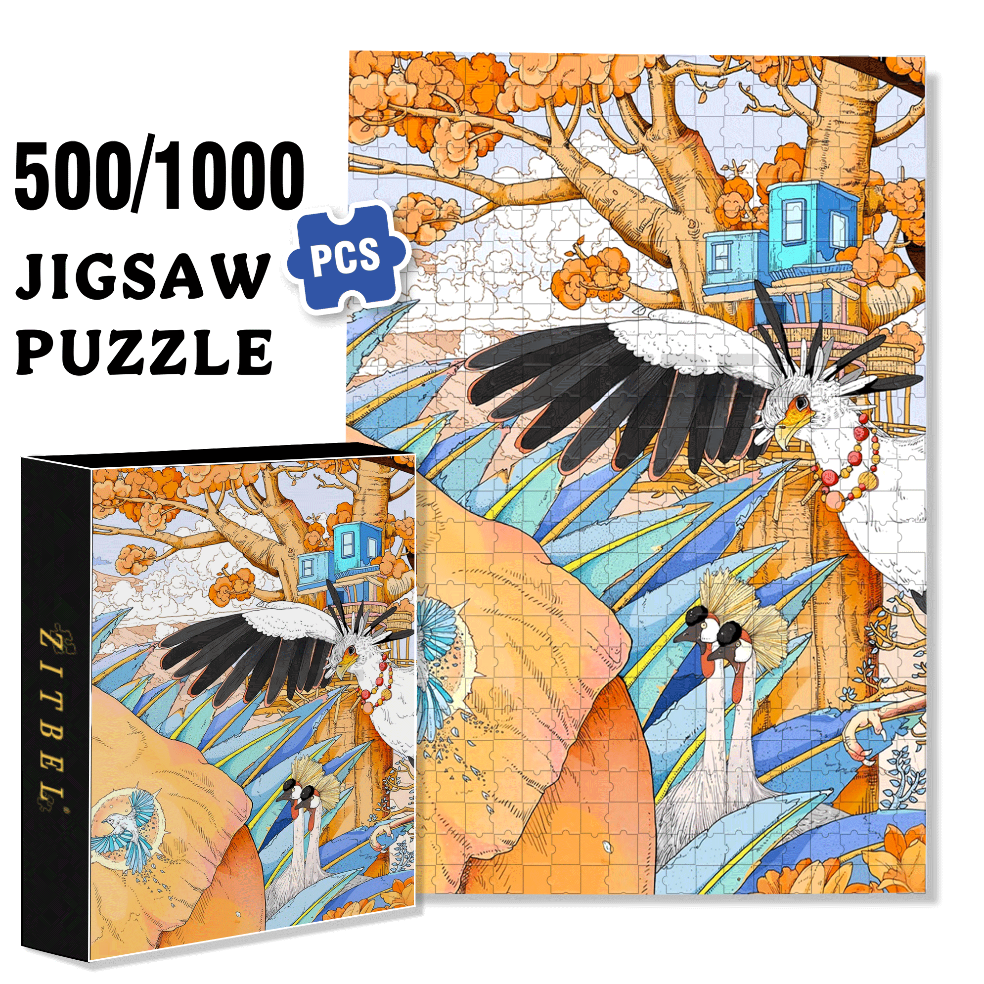 Wild Nature 500pcs/1000pcs Jigsaw Puzzle, Scratch-Resistant, Interactive Family Game & Brain-Boosting DIY Decor, Perfect for Halloween, Christmas & New Year Gifts, Family Puzzle Game