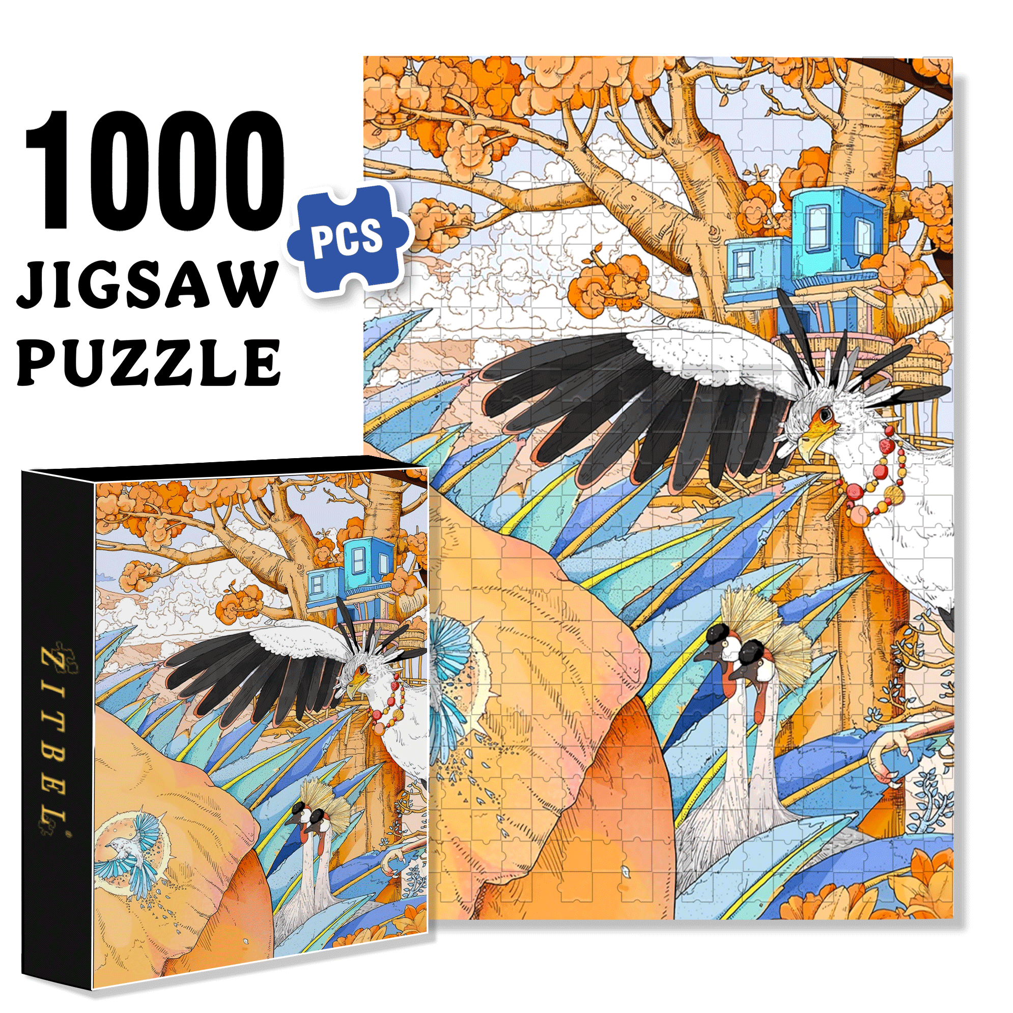 Wild Nature 500pcs/1000pcs Jigsaw Puzzle, Scratch-Resistant, Interactive Family Game & Brain-Boosting DIY Decor, Perfect for Halloween, Christmas & New Year Gifts, Family Puzzle Game