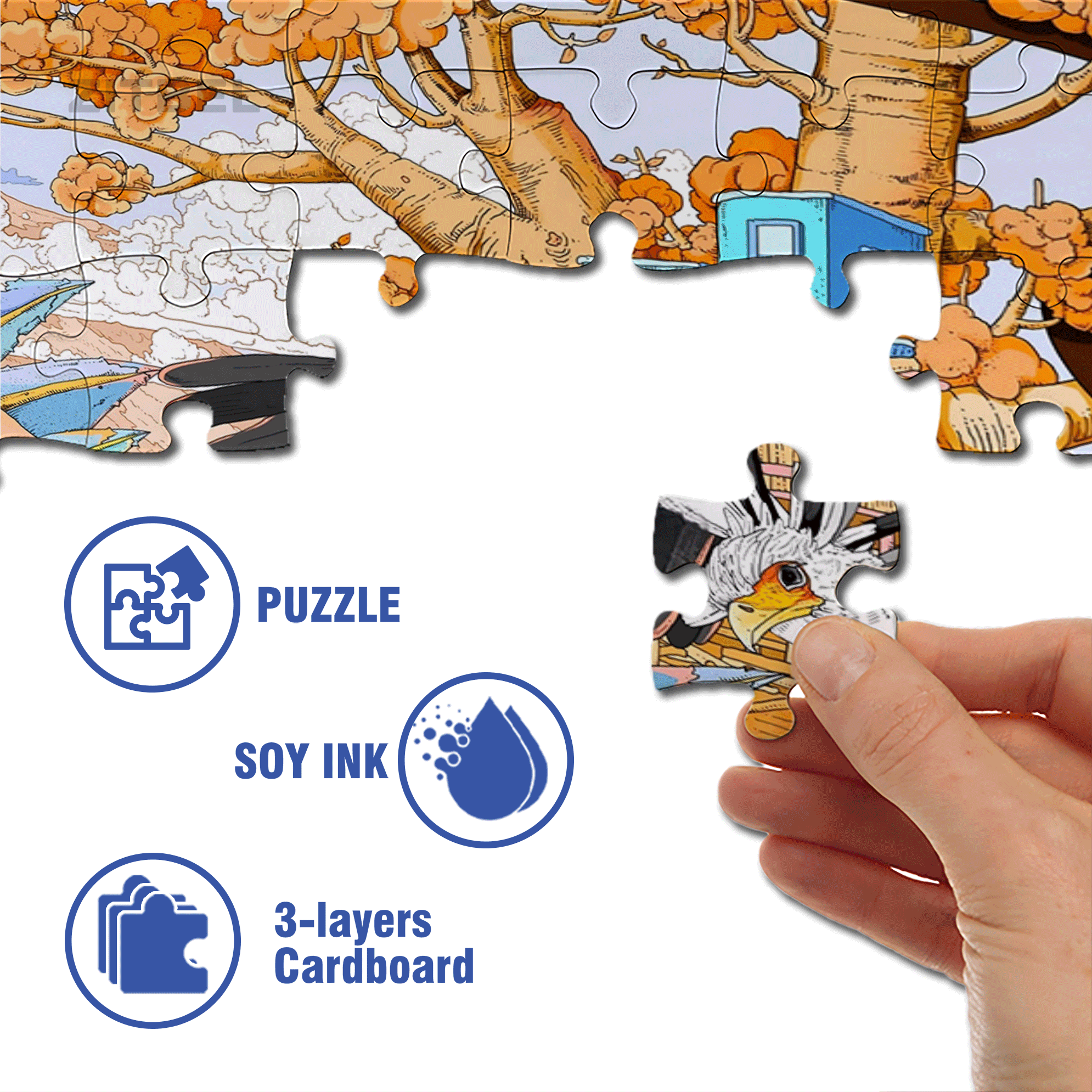 Wild Nature 500pcs/1000pcs Jigsaw Puzzle, Scratch-Resistant, Interactive Family Game & Brain-Boosting DIY Decor, Perfect for Halloween, Christmas & New Year Gifts, Family Puzzle Game