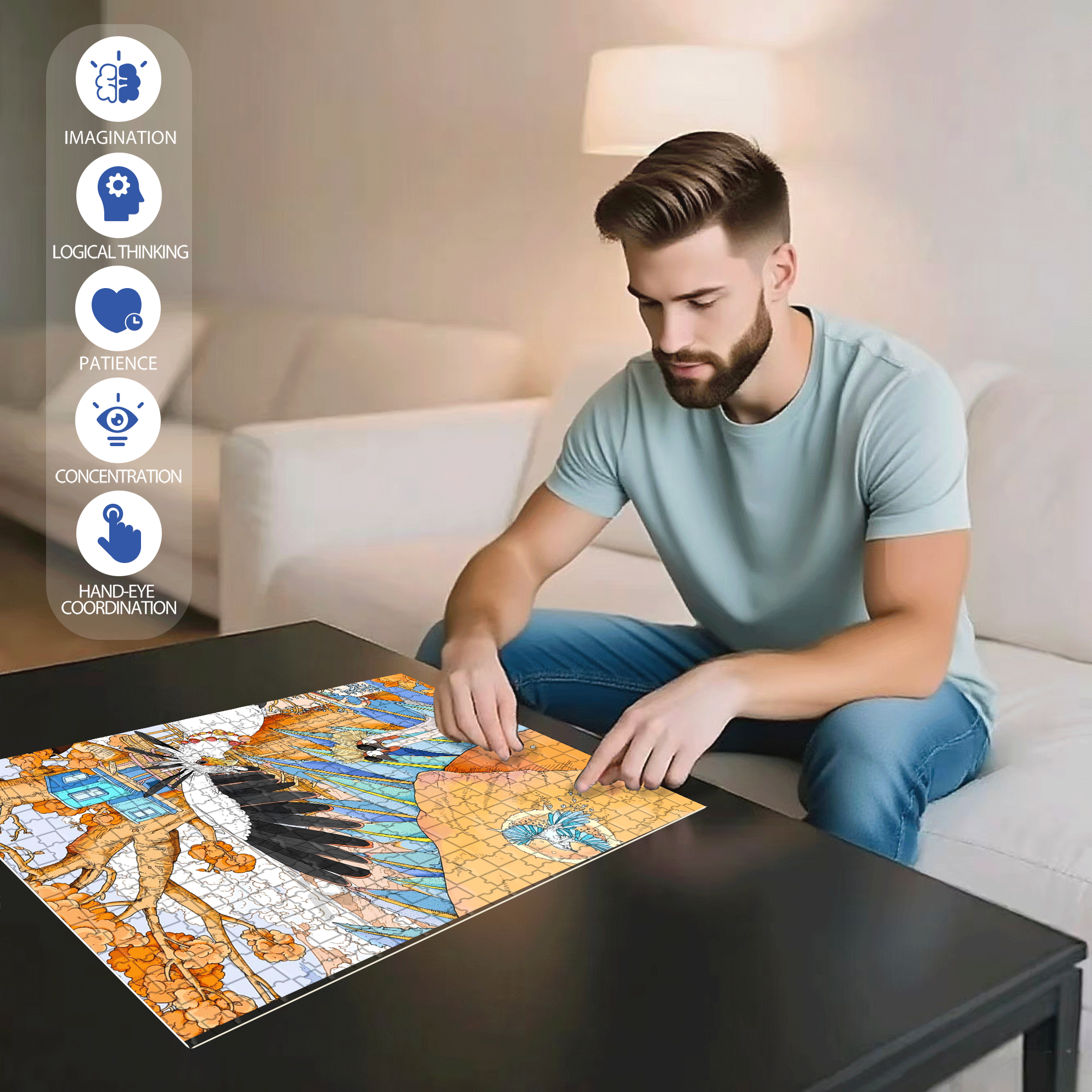 Wild Nature 500pcs/1000pcs Jigsaw Puzzle, Scratch-Resistant, Interactive Family Game & Brain-Boosting DIY Decor, Perfect for Halloween, Christmas & New Year Gifts, Family Puzzle Game