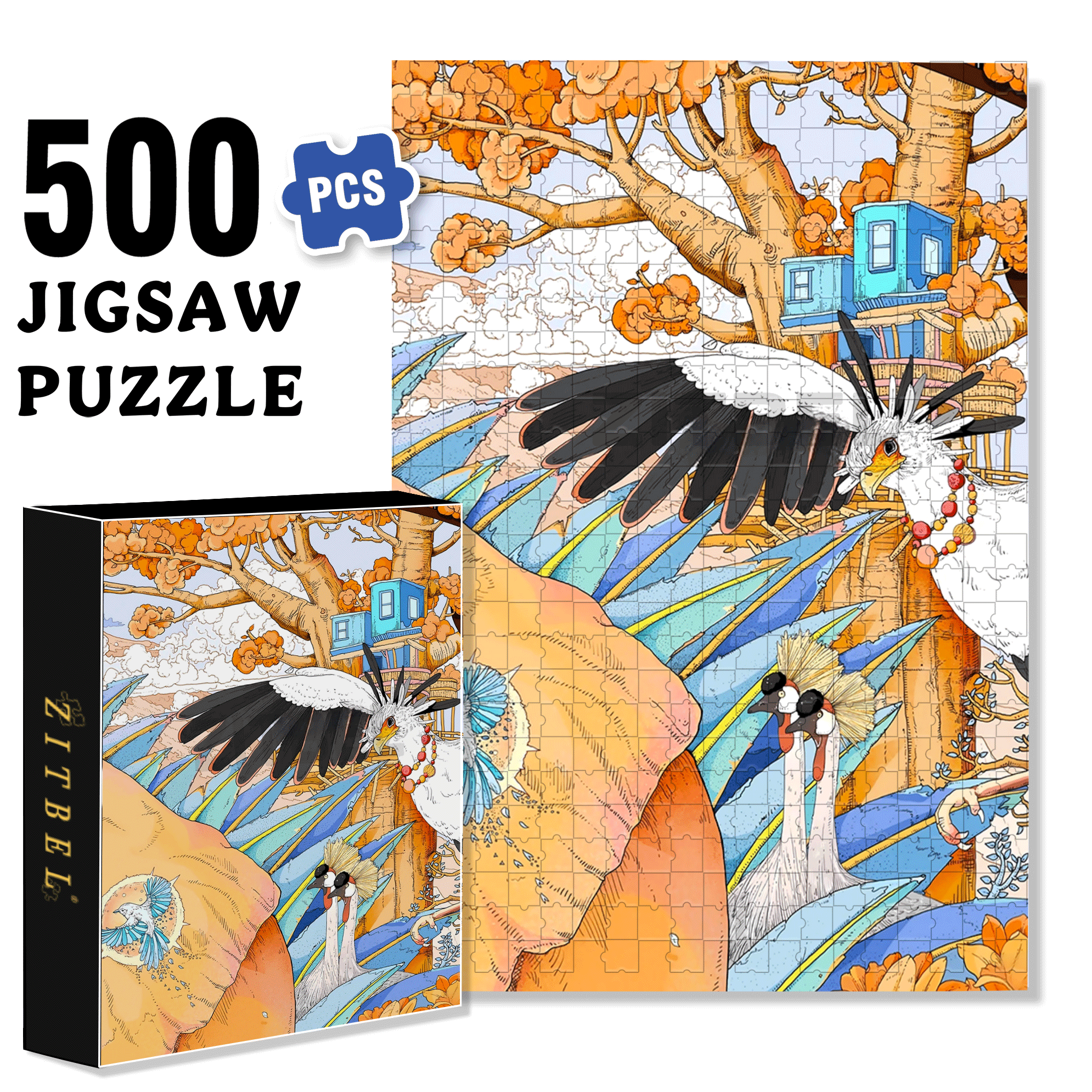Wild Nature 500pcs/1000pcs Jigsaw Puzzle, Scratch-Resistant, Interactive Family Game & Brain-Boosting DIY Decor, Perfect for Halloween, Christmas & New Year Gifts, Family Puzzle Game