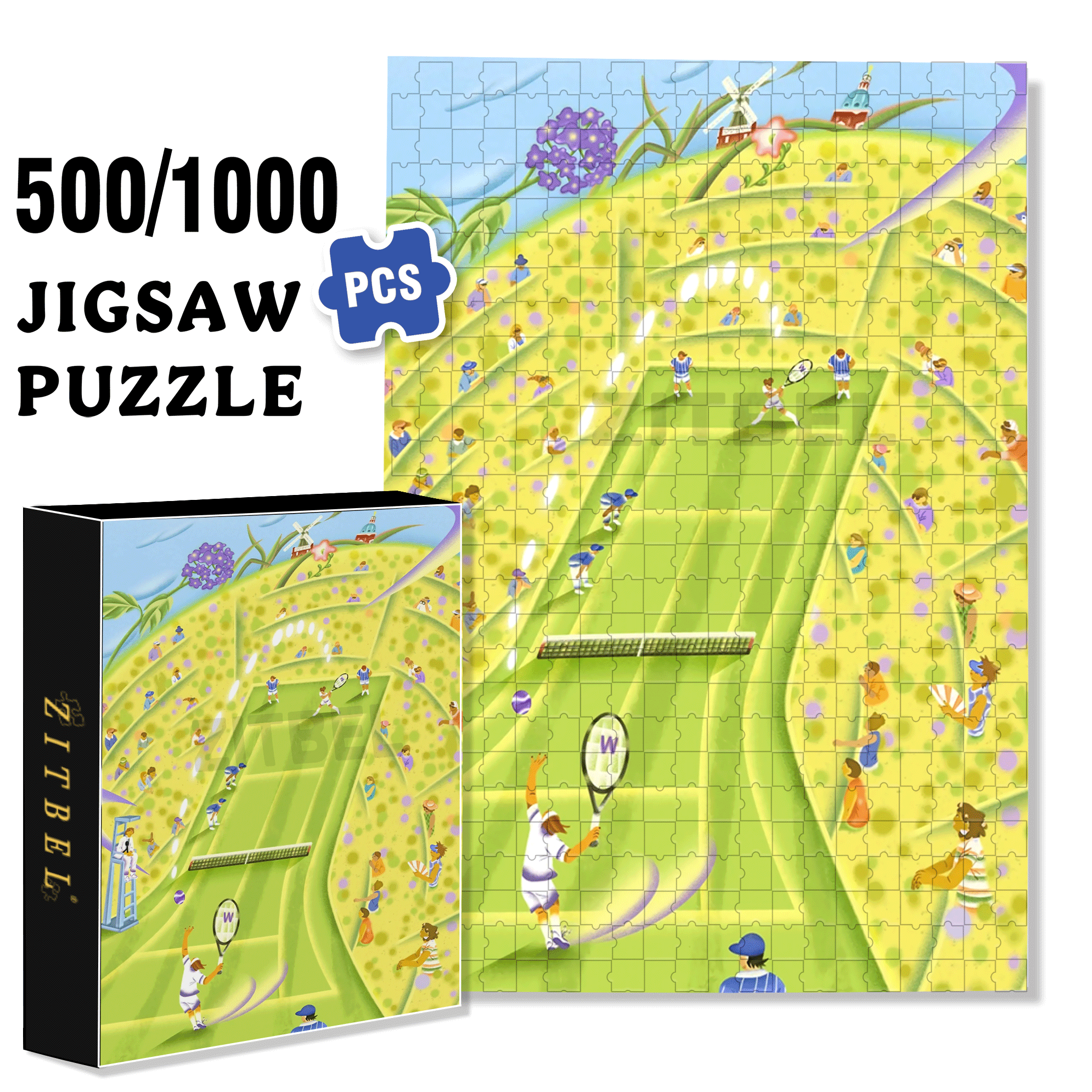 Wimbledon 500pcs/1000pcs Jigsaw Puzzle, Scratch-Resistant, Interactive Family Game & Brain-Boosting DIY Decor, Perfect for Halloween, Christmas & New Year Gifts, Family Puzzle Game