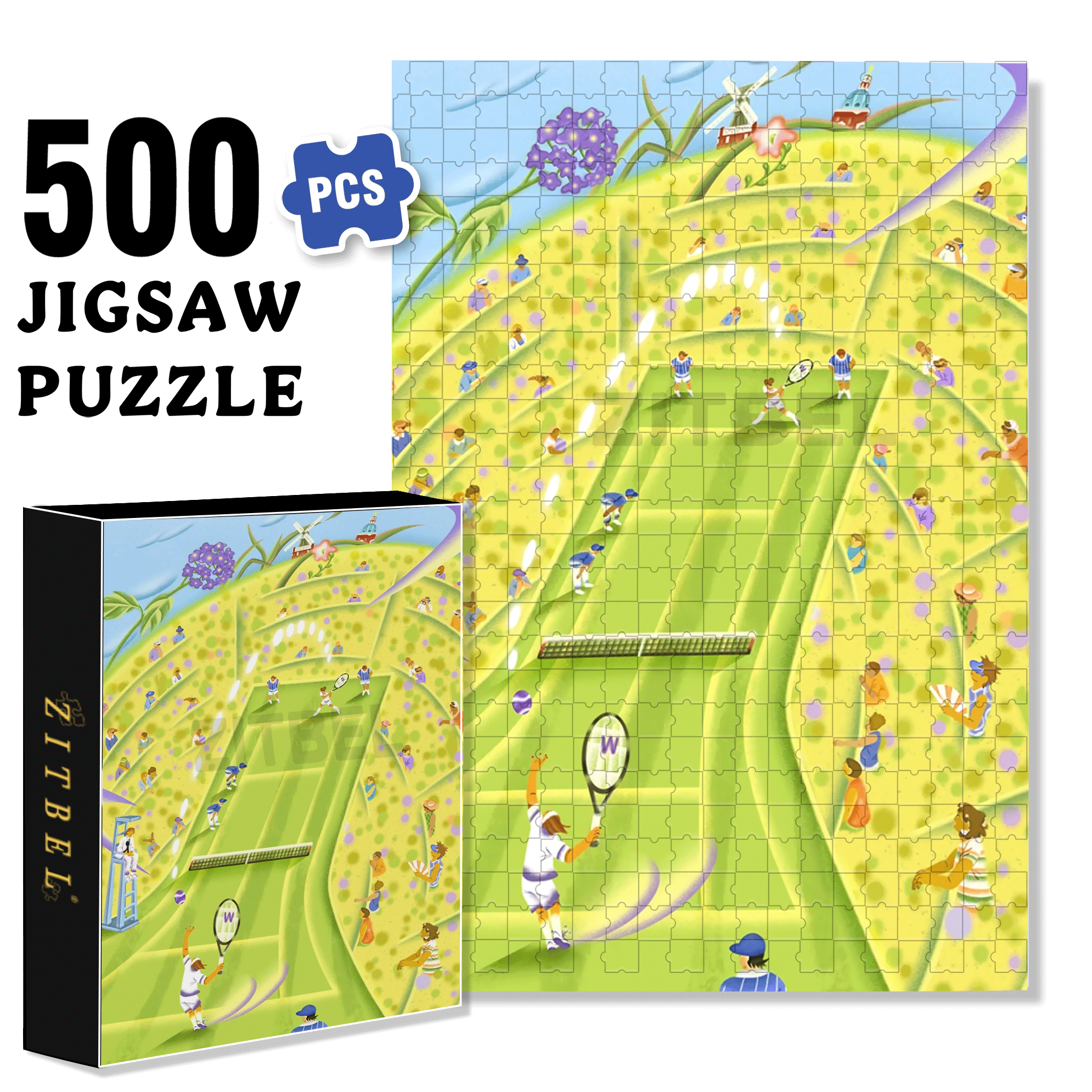 Wimbledon 500pcs/1000pcs Jigsaw Puzzle, Scratch-Resistant, Interactive Family Game & Brain-Boosting DIY Decor, Perfect for Halloween, Christmas & New Year Gifts, Family Puzzle Game