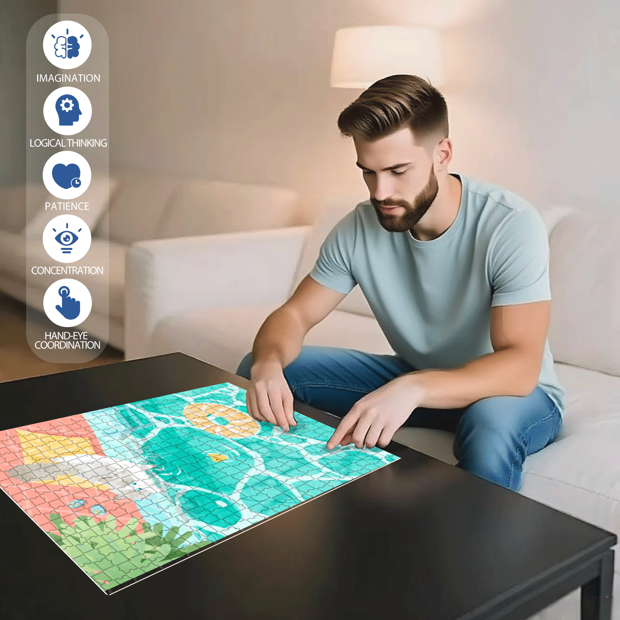 Wonderful Feeling 500pcs/1000pcs Jigsaw Puzzle, Scratch-Resistant, Interactive Family Game & Brain-Boosting DIY Decor, Perfect for Halloween, Christmas & New Year Gifts, Family Puzzle Game