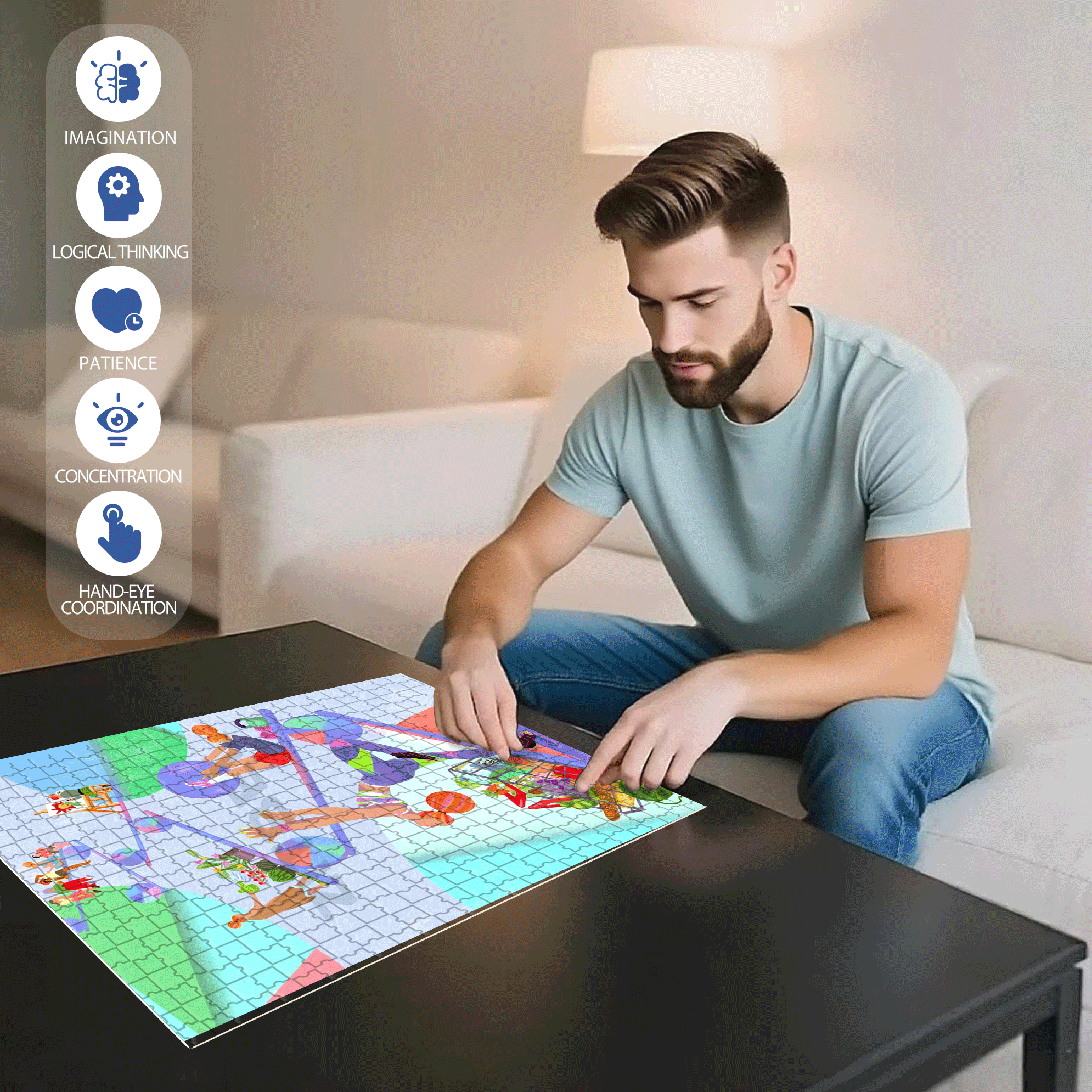 Yoga Ball Exercises 500pcs/1000pcs Jigsaw Puzzle, Scratch-Resistant, Interactive Family Game & Brain-Boosting DIY Decor, Perfect for Halloween, Christmas & New Year Gifts, Family Puzzle Game