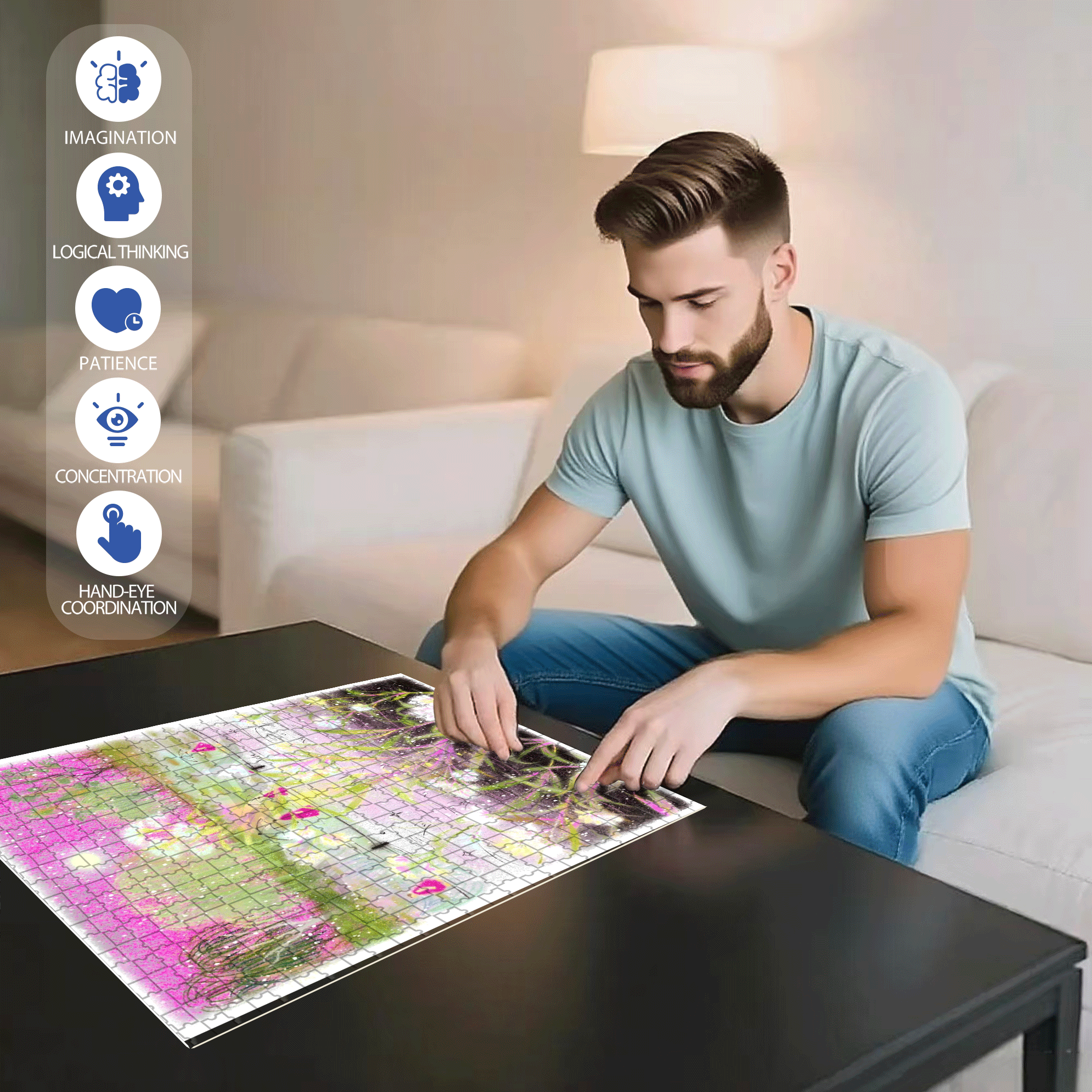 Youth 500pcs/1000pcs Jigsaw Puzzle, Scratch-Resistant, Interactive Family Game & Brain-Boosting DIY Decor, Perfect for Halloween, Christmas & New Year Gifts, Family Puzzle Game