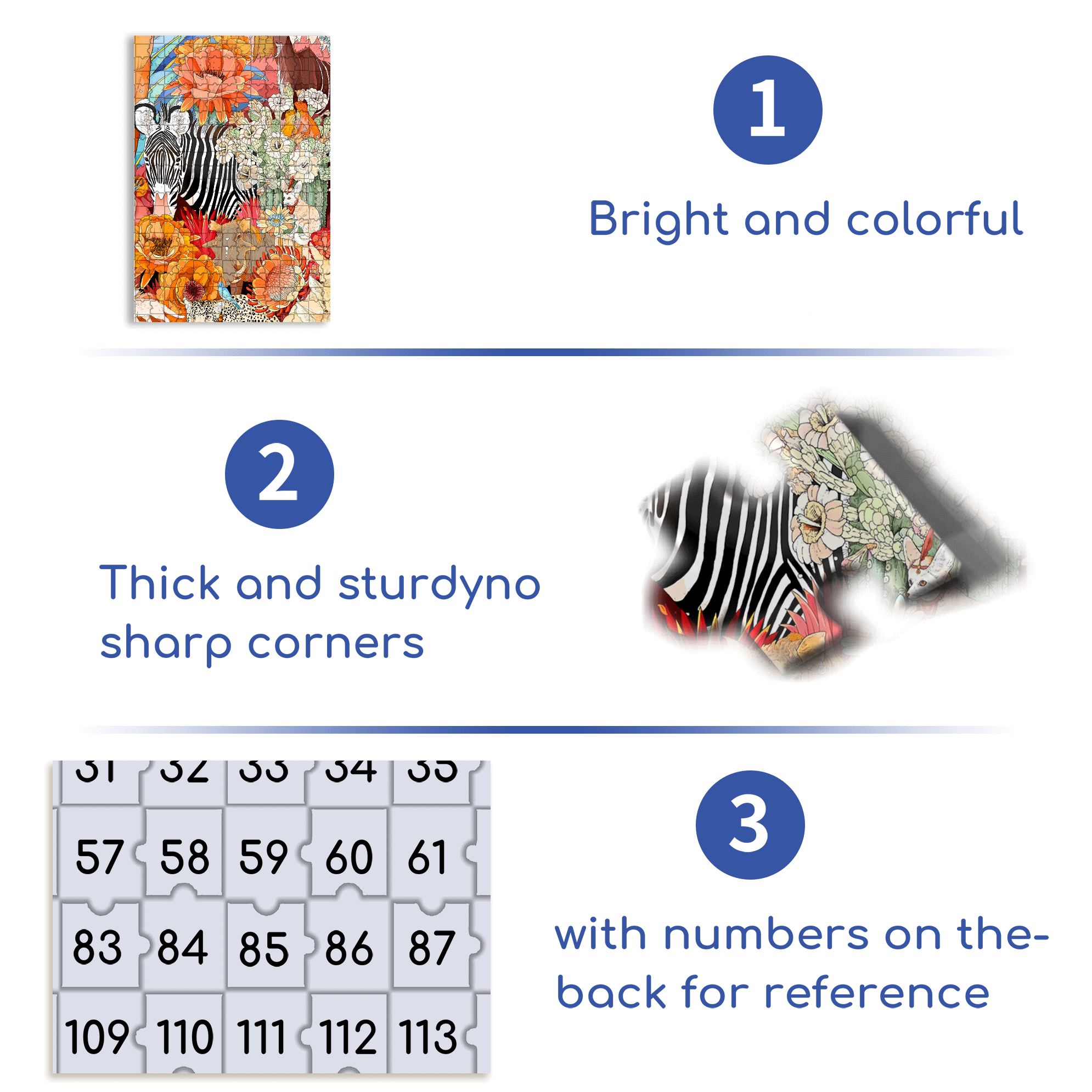 Zebras And Prosperity 500pcs/1000pcs Jigsaw Puzzle, Scratch-Resistant, Interactive Family Game & Brain-Boosting DIY Decor, Perfect for Halloween, Christmas & New Year Gifts, Family Puzzle Game