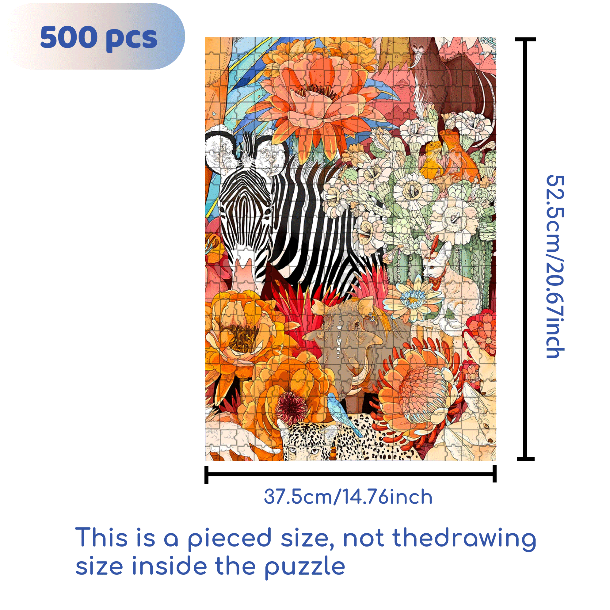 Zebras And Prosperity 500pcs/1000pcs Jigsaw Puzzle, Scratch-Resistant, Interactive Family Game & Brain-Boosting DIY Decor, Perfect for Halloween, Christmas & New Year Gifts, Family Puzzle Game