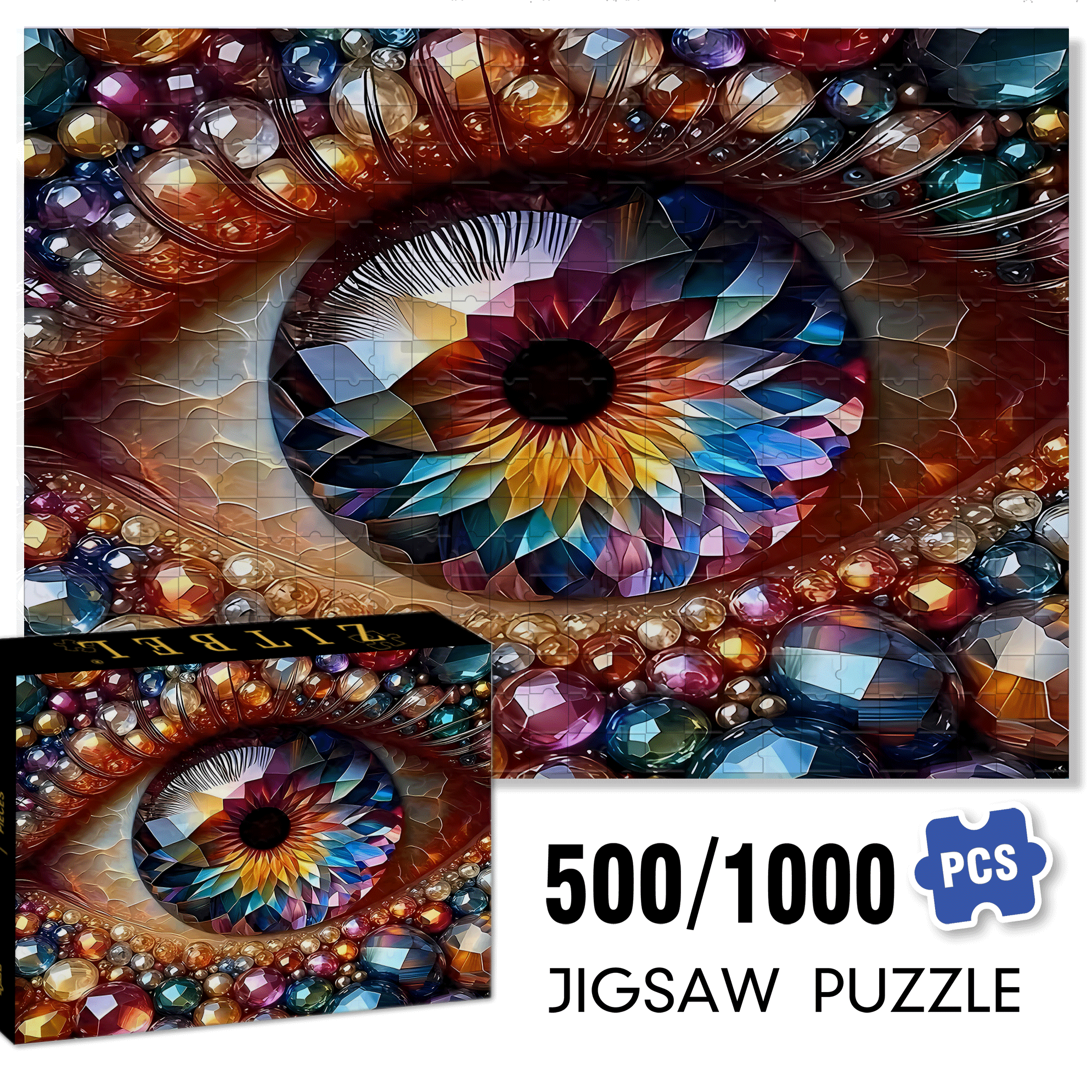 3D Eye 500pcs/1000pcs Jigsaw Puzzle, Scratch-Resistant, Interactive Family Game & Brain-Boosting DIY Decor, Perfect for Halloween, Christmas & New Year Gifts, Family Puzzle Game