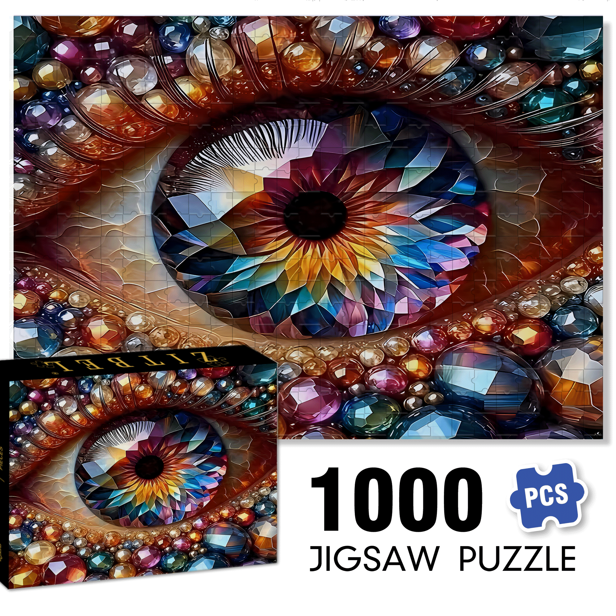 3D Eye 500pcs/1000pcs Jigsaw Puzzle, Scratch-Resistant, Interactive Family Game & Brain-Boosting DIY Decor, Perfect for Halloween, Christmas & New Year Gifts, Family Puzzle Game