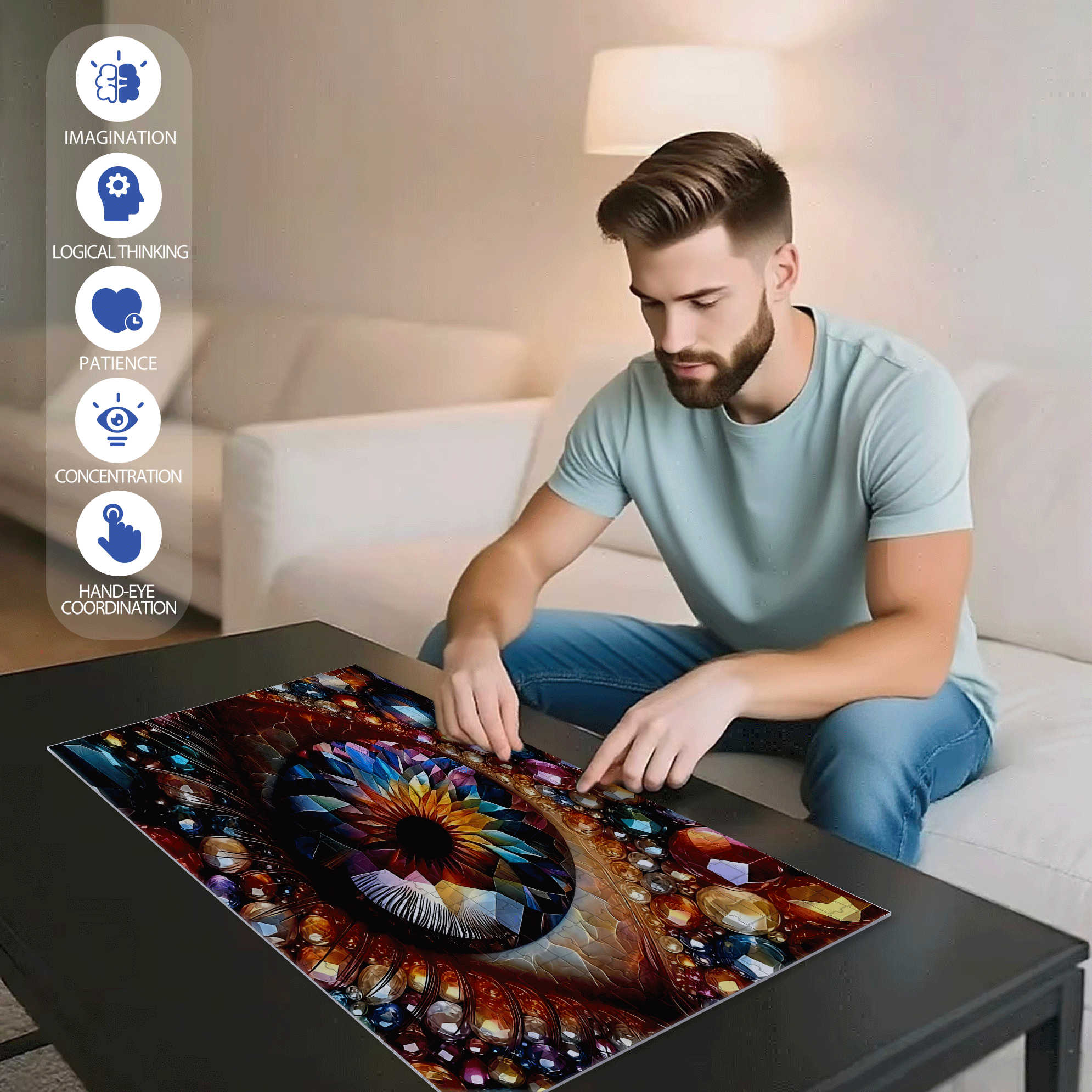 3D Eye 500pcs/1000pcs Jigsaw Puzzle, Scratch-Resistant, Interactive Family Game & Brain-Boosting DIY Decor, Perfect for Halloween, Christmas & New Year Gifts, Family Puzzle Game