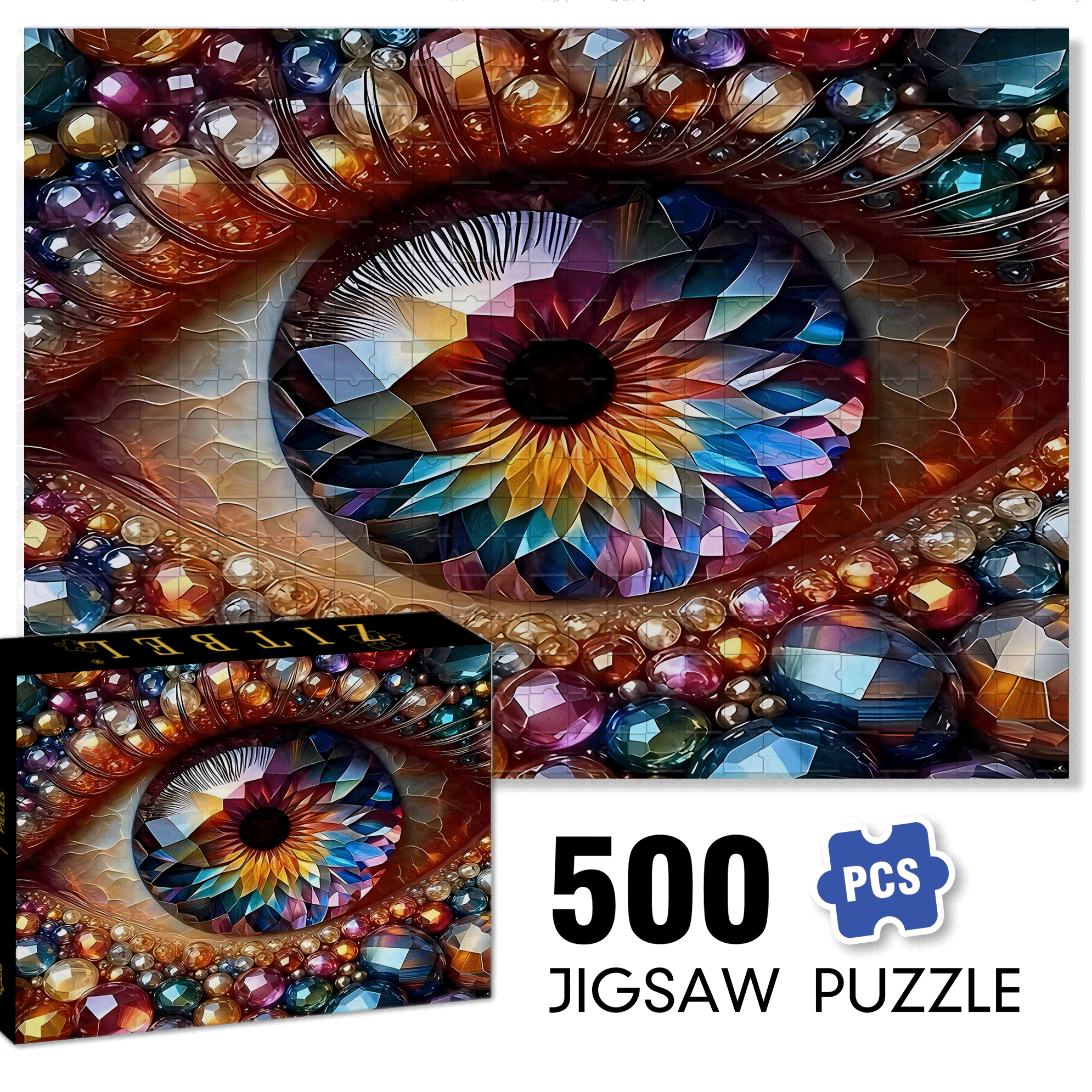 3D Eye 500pcs/1000pcs Jigsaw Puzzle, Scratch-Resistant, Interactive Family Game & Brain-Boosting DIY Decor, Perfect for Halloween, Christmas & New Year Gifts, Family Puzzle Game