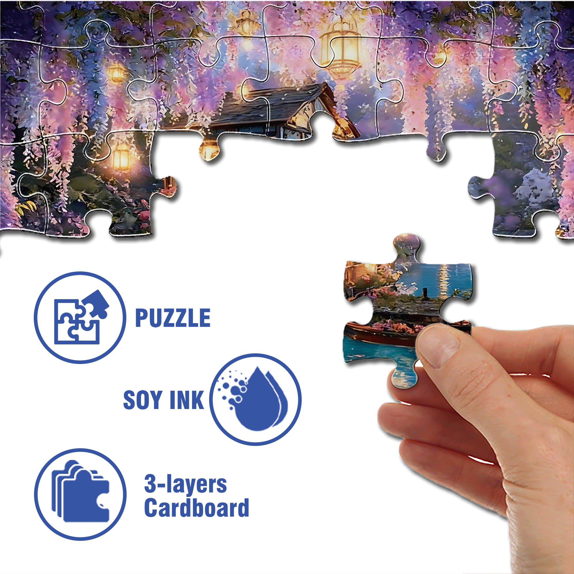 A Beautiful Riverside Cabin 500pcs/1000pcs Jigsaw Puzzle, Scratch-Resistant, Interactive Family Game & Brain-Boosting DIY Decor, Perfect for Halloween, Christmas & New Year Gifts, Family Puzzle Game