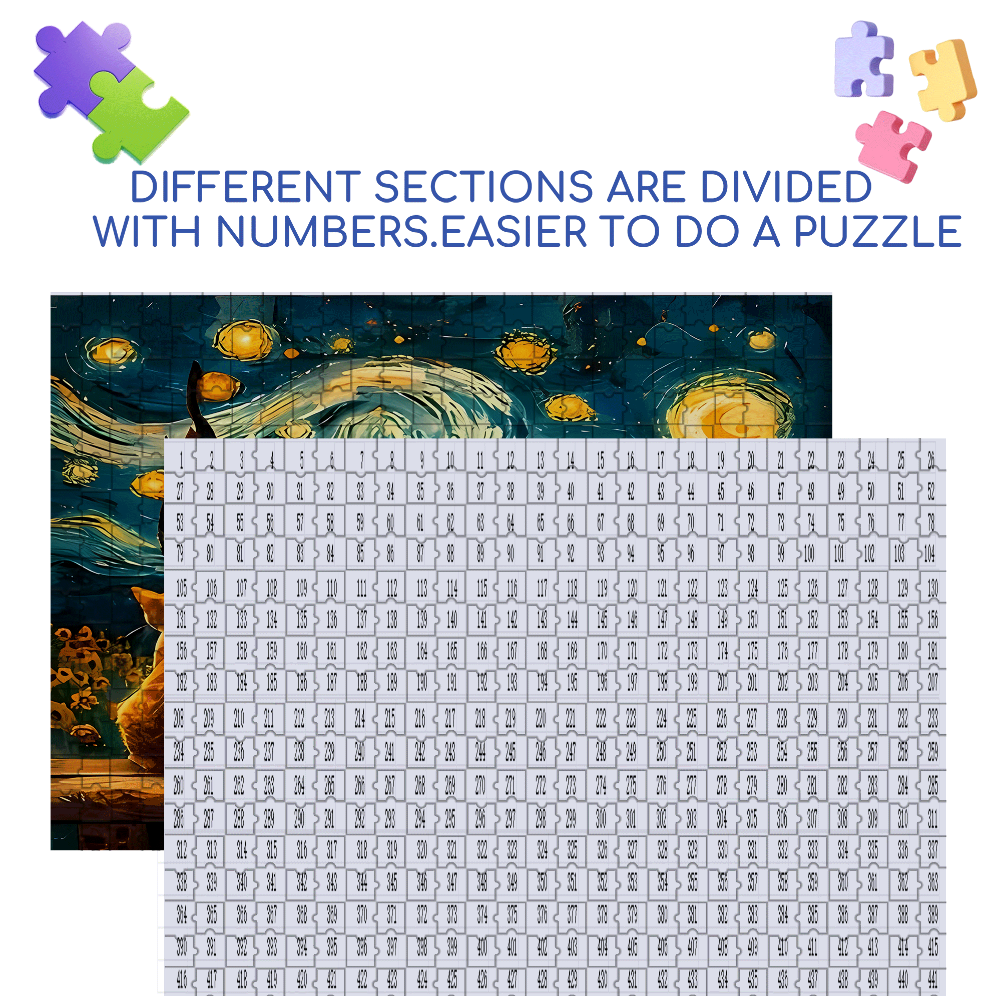 A Cat Under The Starry Sky 500pcs/1000pcs Jigsaw Puzzle, Scratch-Resistant, Interactive Family Game & Brain-Boosting DIY Decor, Perfect for Halloween, Christmas & New Year Gifts, Family Puzzle Game